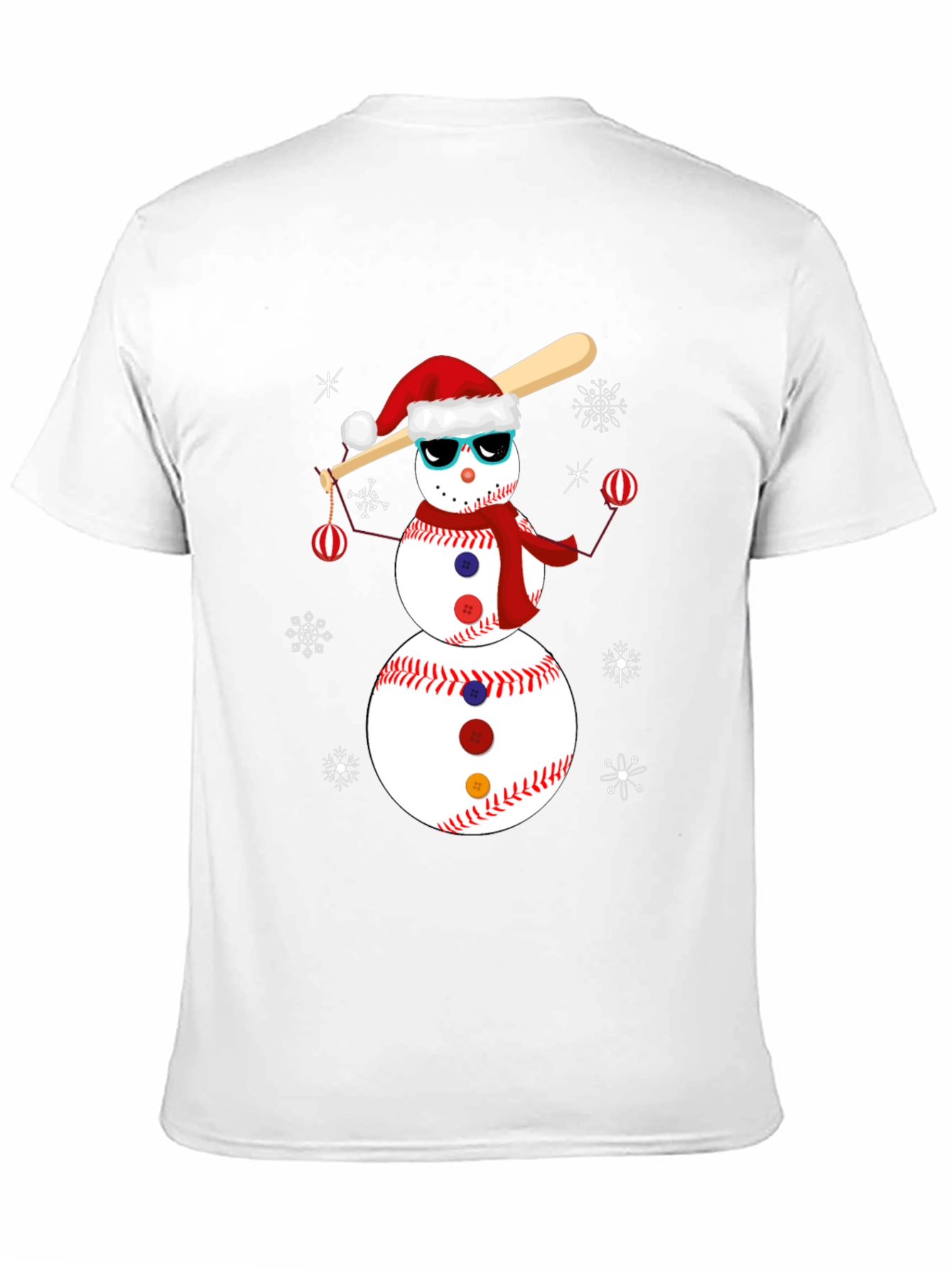 Festive Baseball Snowman Christmas T-Shirt
