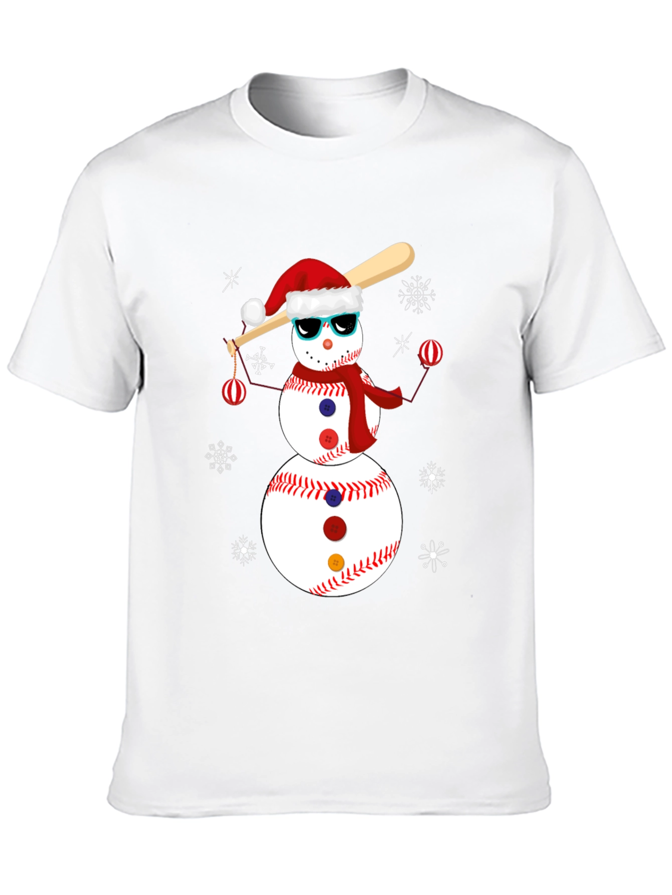 Festive Baseball Snowman Christmas T-Shirt