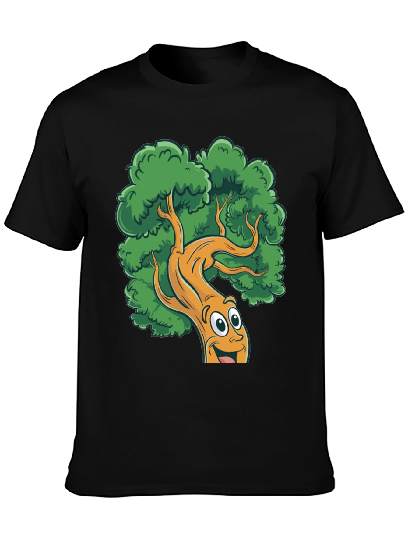Cartoon Tree Black T-Shirt