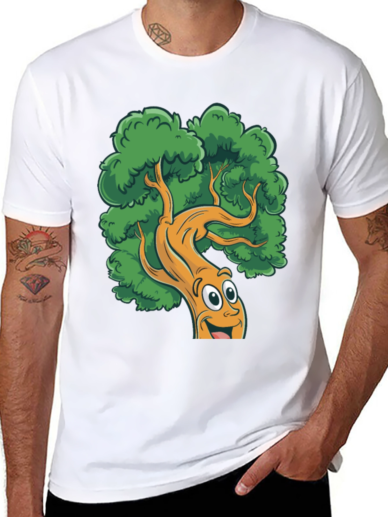 Cartoon Tree Black T-Shirt