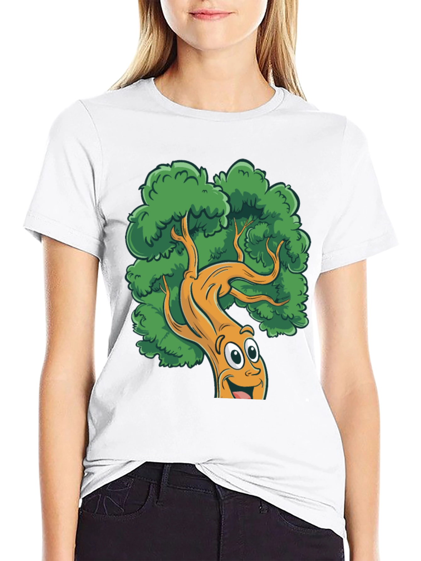 Cartoon Tree Black T-Shirt