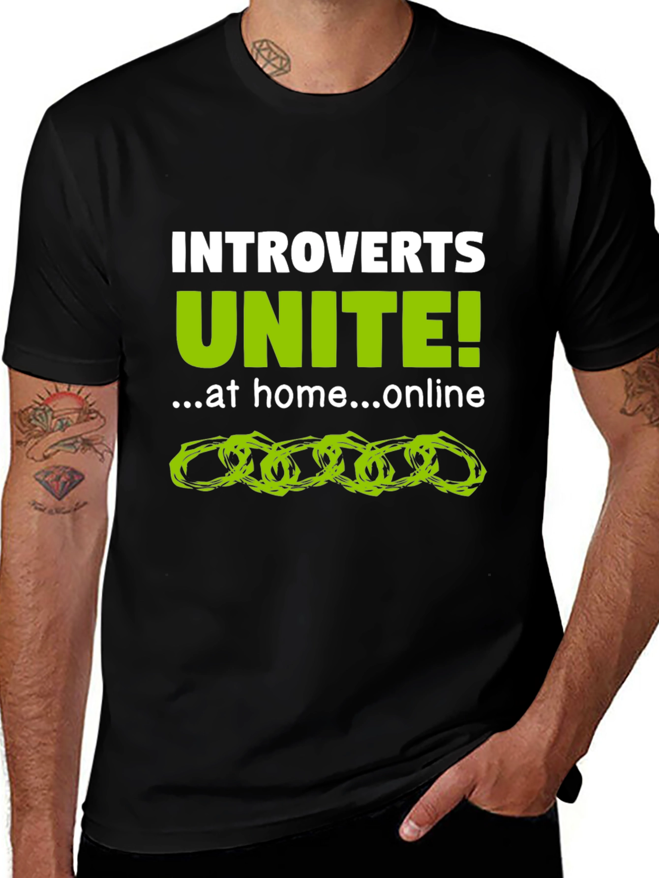 Introvert Unite! Black Graphic Tee
