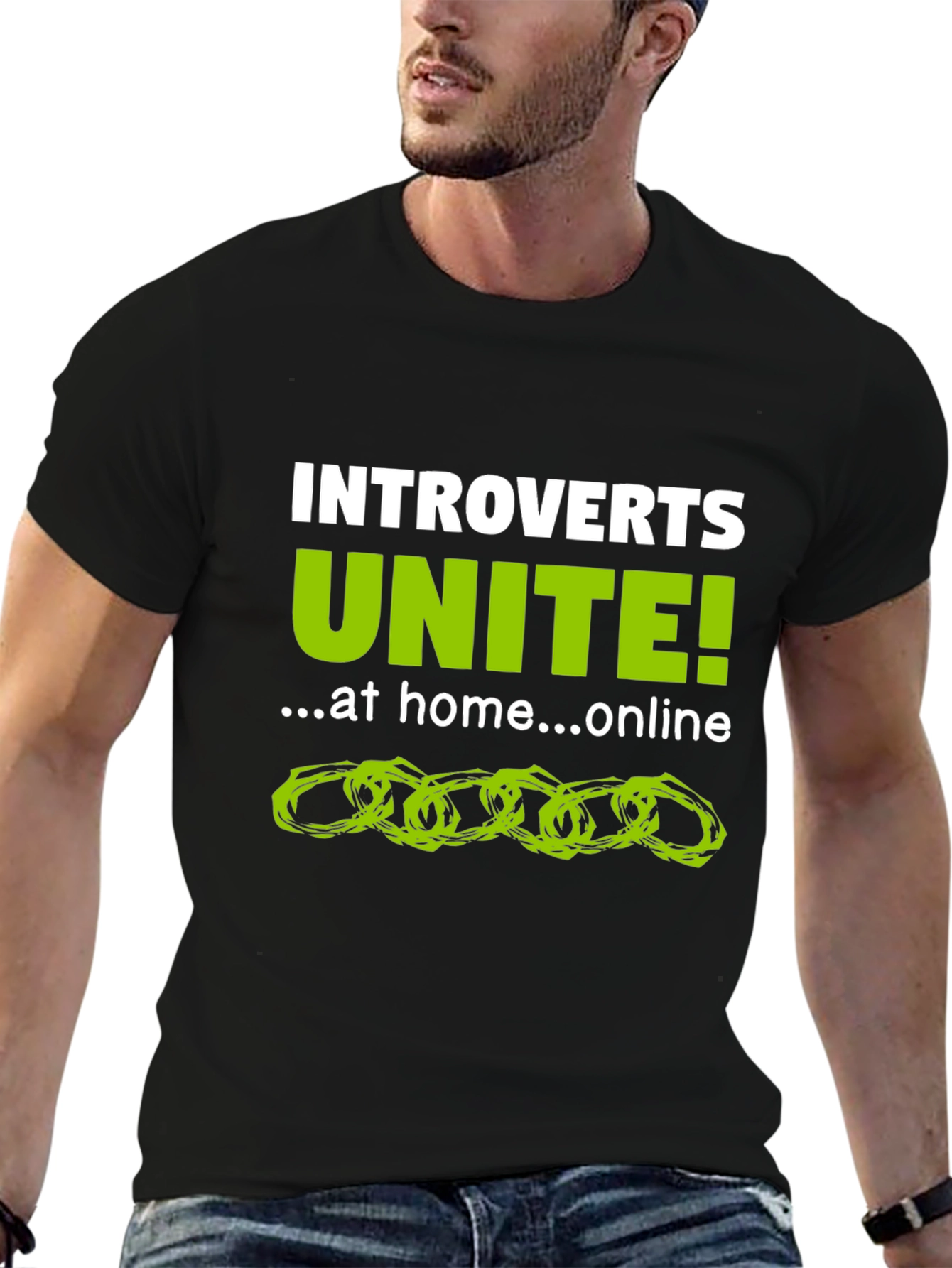 Introvert Unite! Black Graphic Tee
