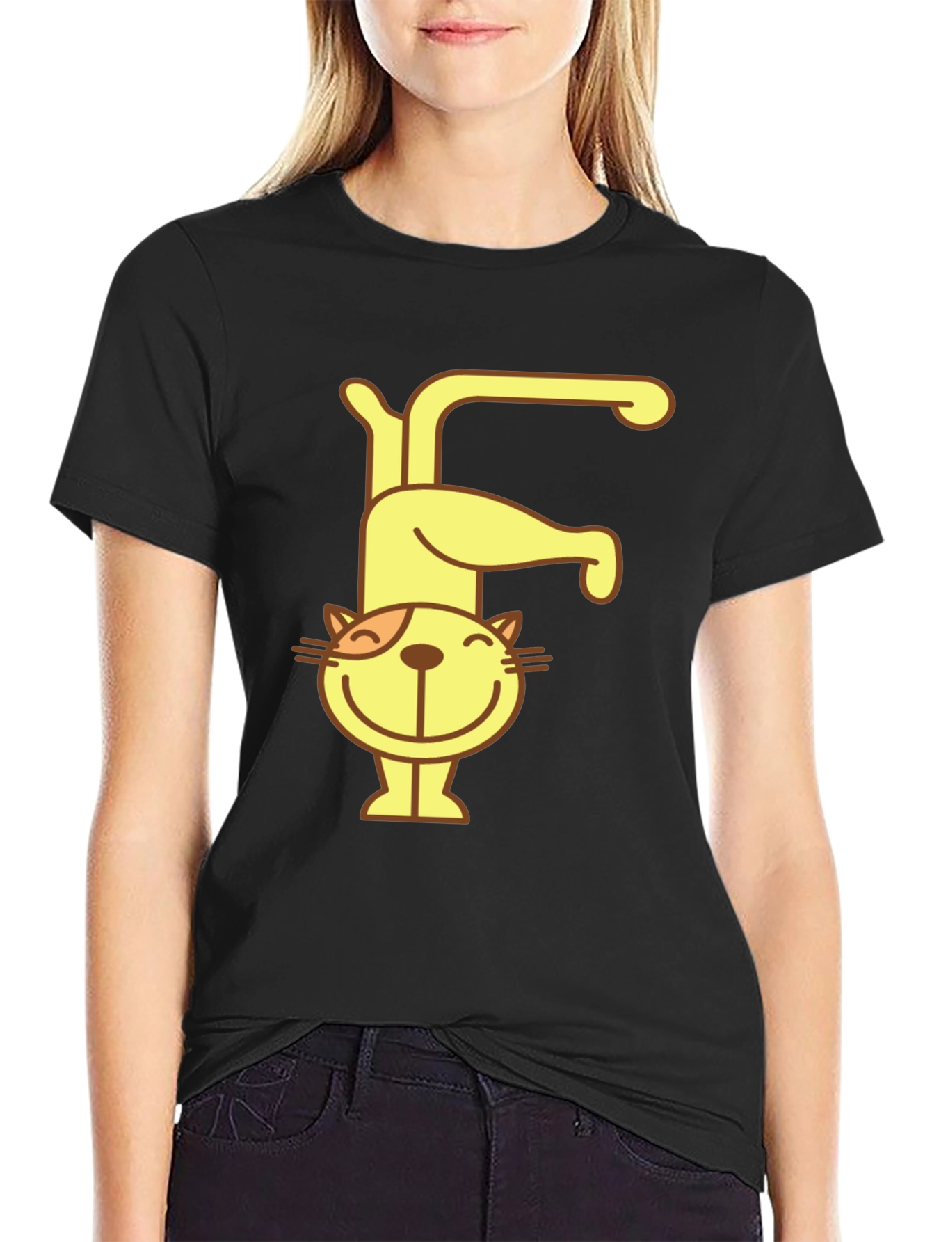 Cat Letter F Black T-Shirt