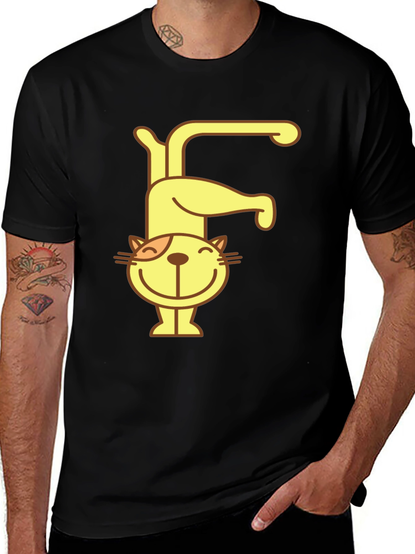 Cat Letter F Black T-Shirt