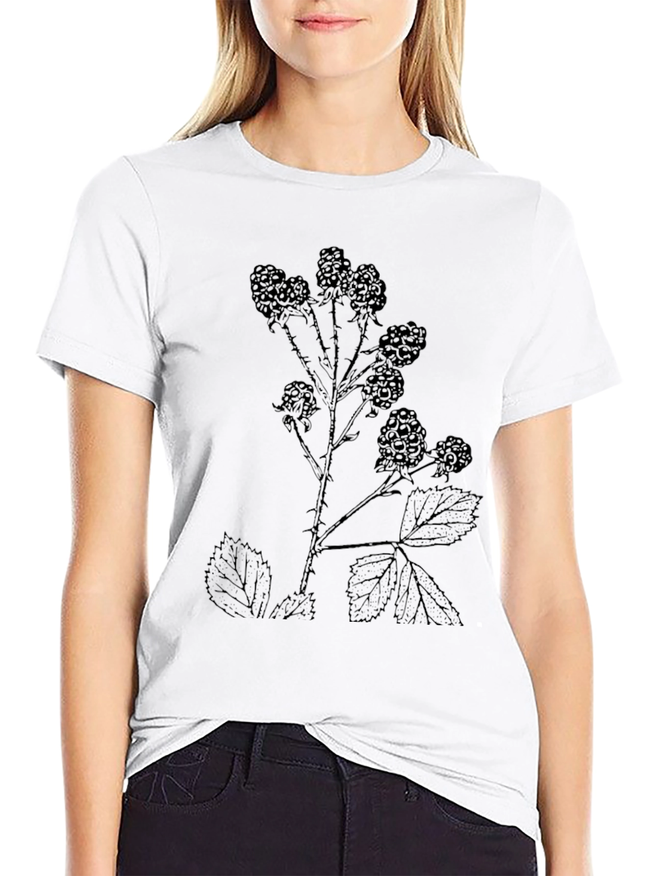 Blackberry Print Black T-Shirt