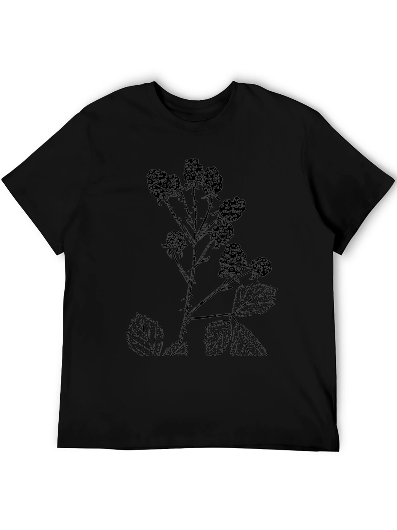 Blackberry Print Black T-Shirt