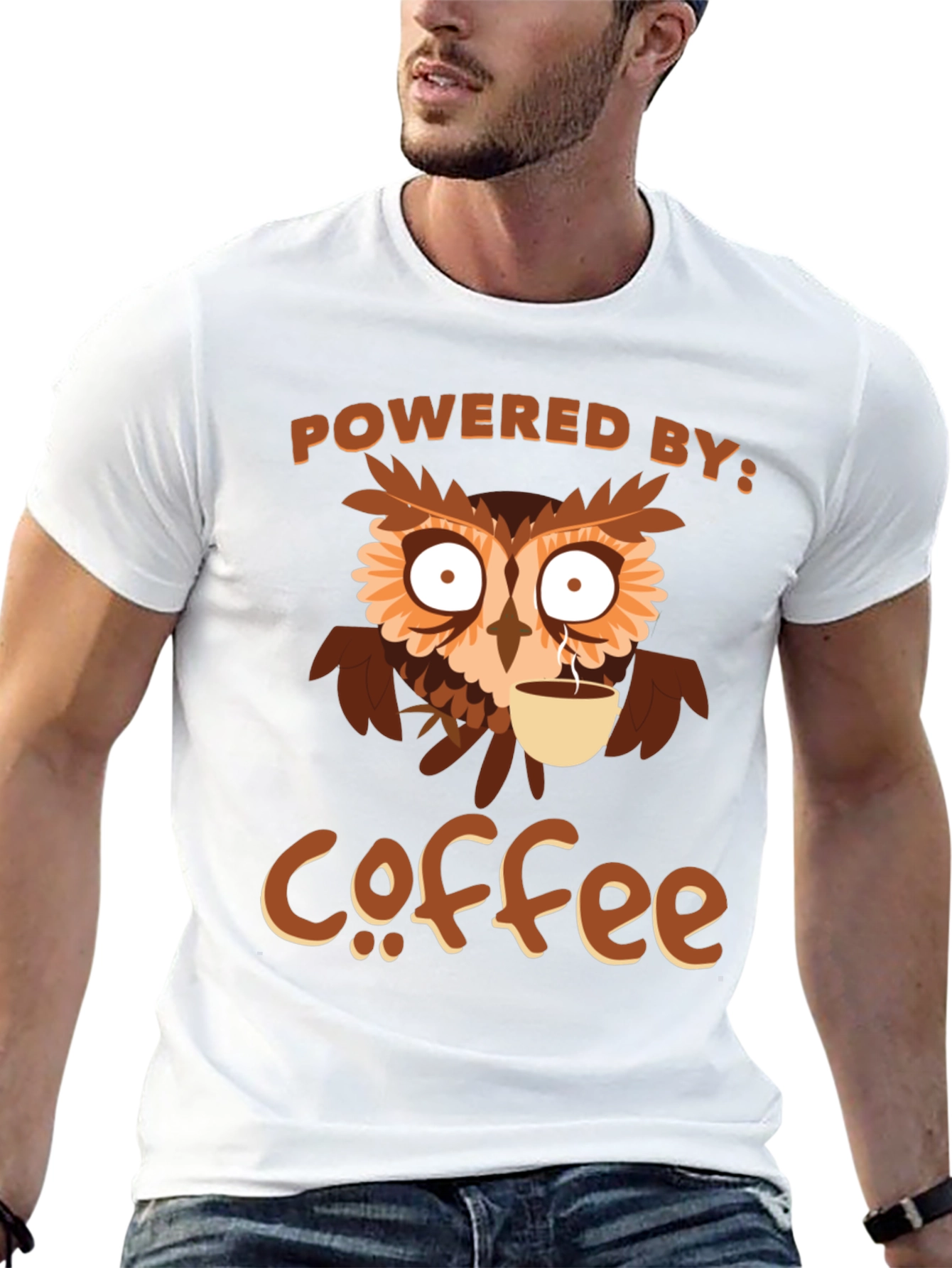 Coffee Owl T-Shirt - Powered By Coffee Tee