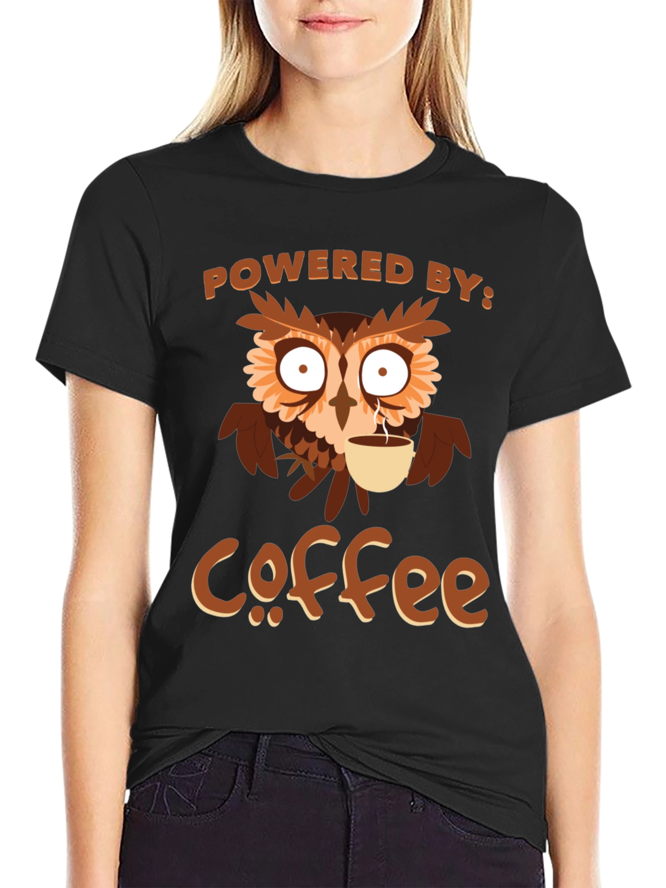 Coffee Owl T-Shirt - Powered By Coffee Tee