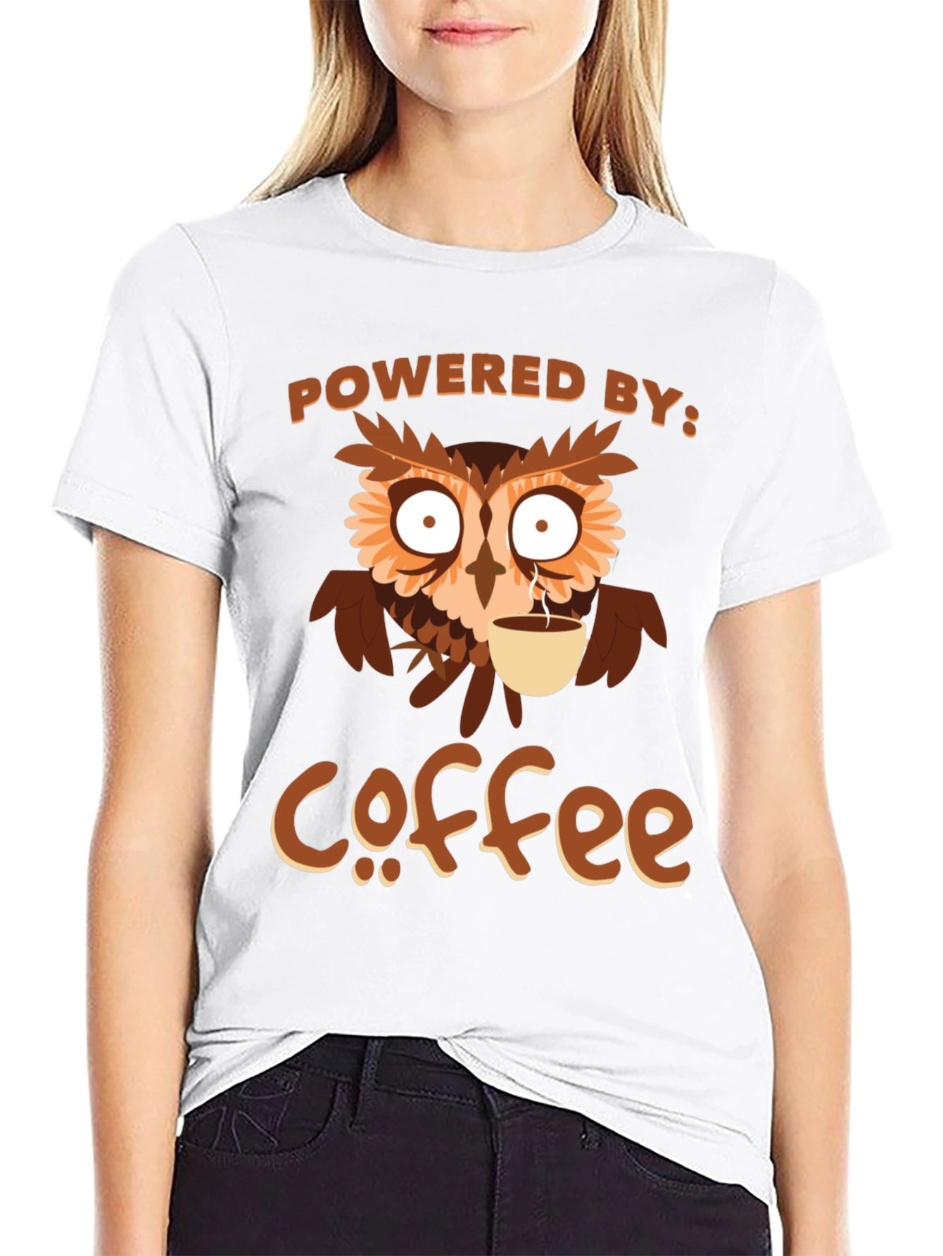 Coffee Owl T-Shirt - Powered By Coffee Tee