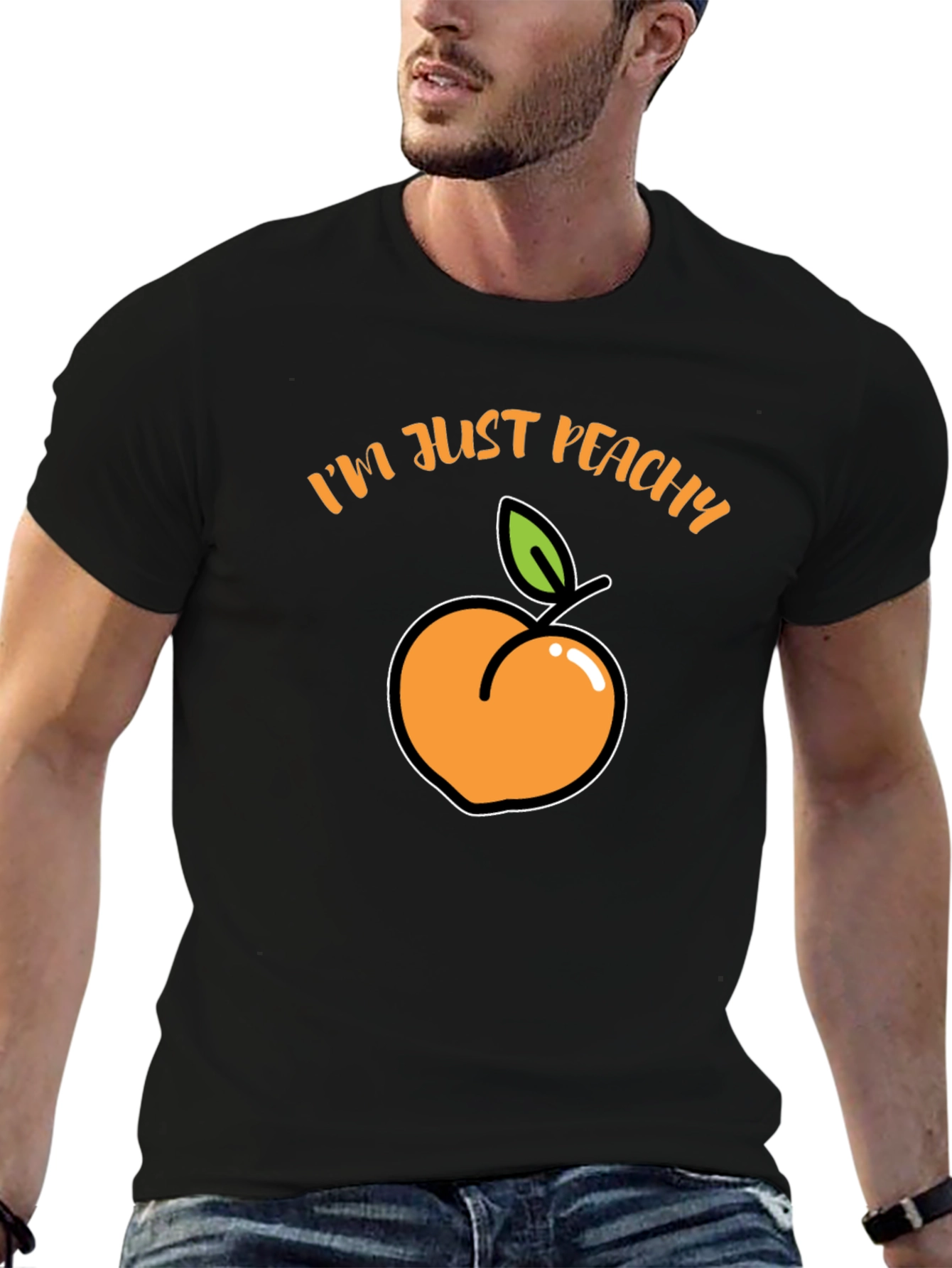 Im Just Peachy T-Shirt - Black Fruit Graphic Tee