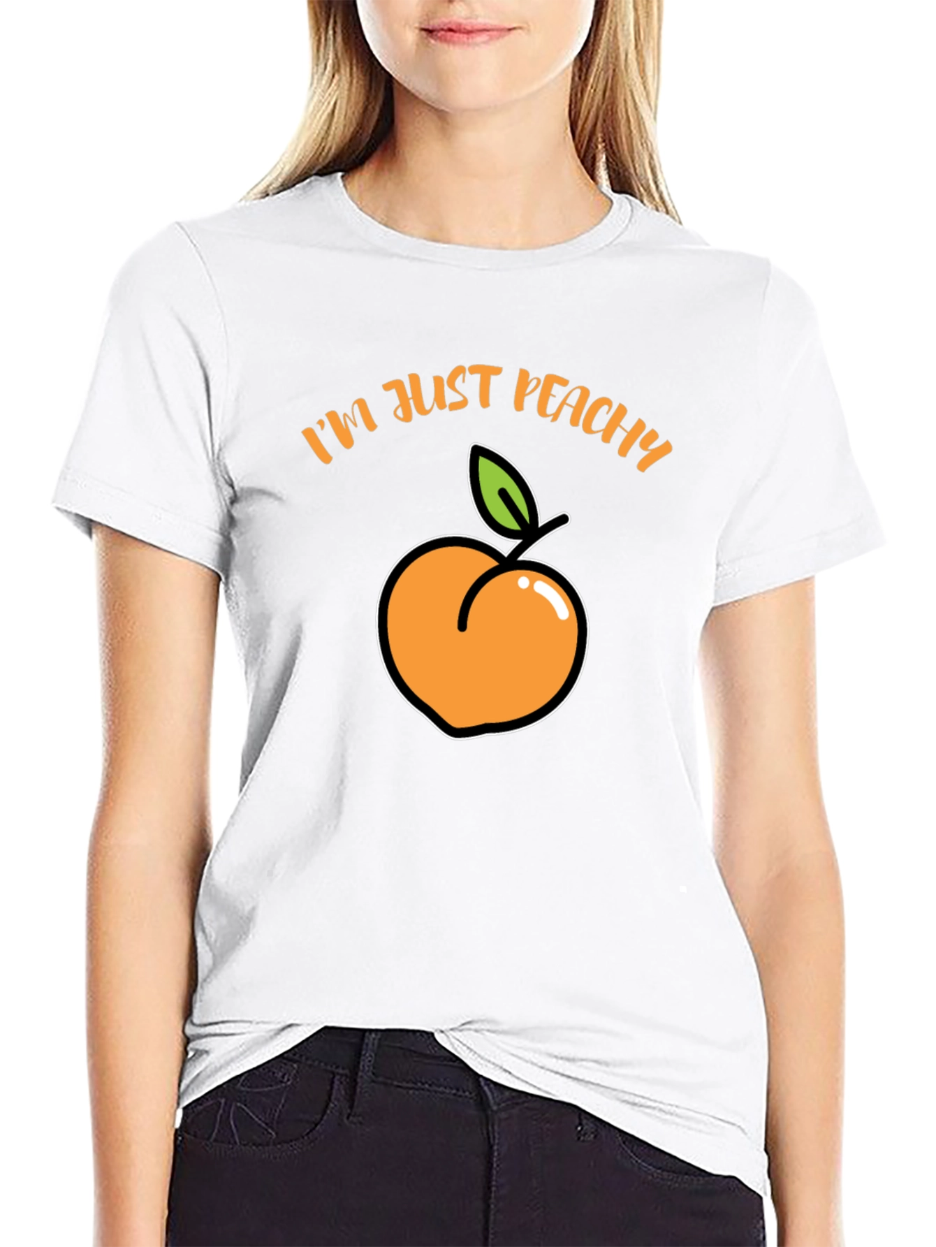 Im Just Peachy T-Shirt - Black Fruit Graphic Tee