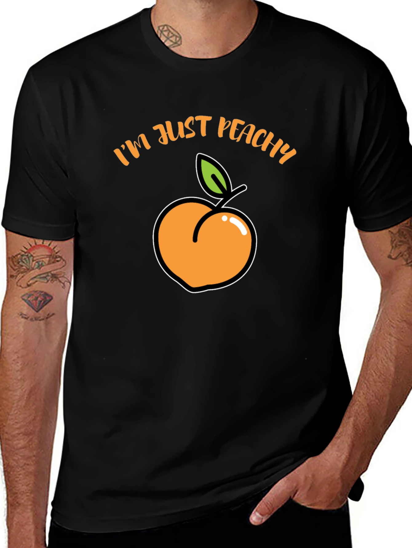 Im Just Peachy T-Shirt - Black Fruit Graphic Tee