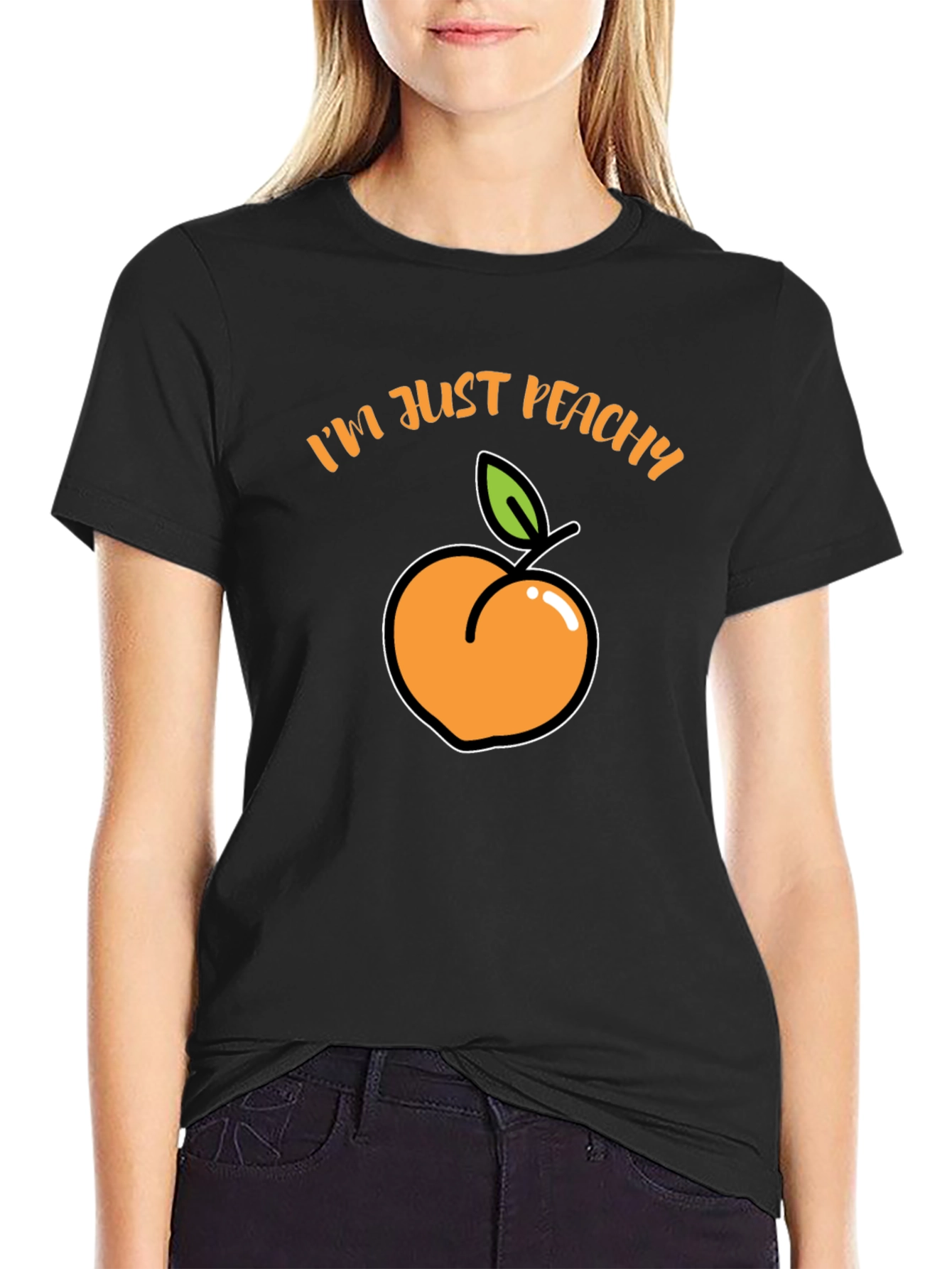 Im Just Peachy T-Shirt - Black Fruit Graphic Tee