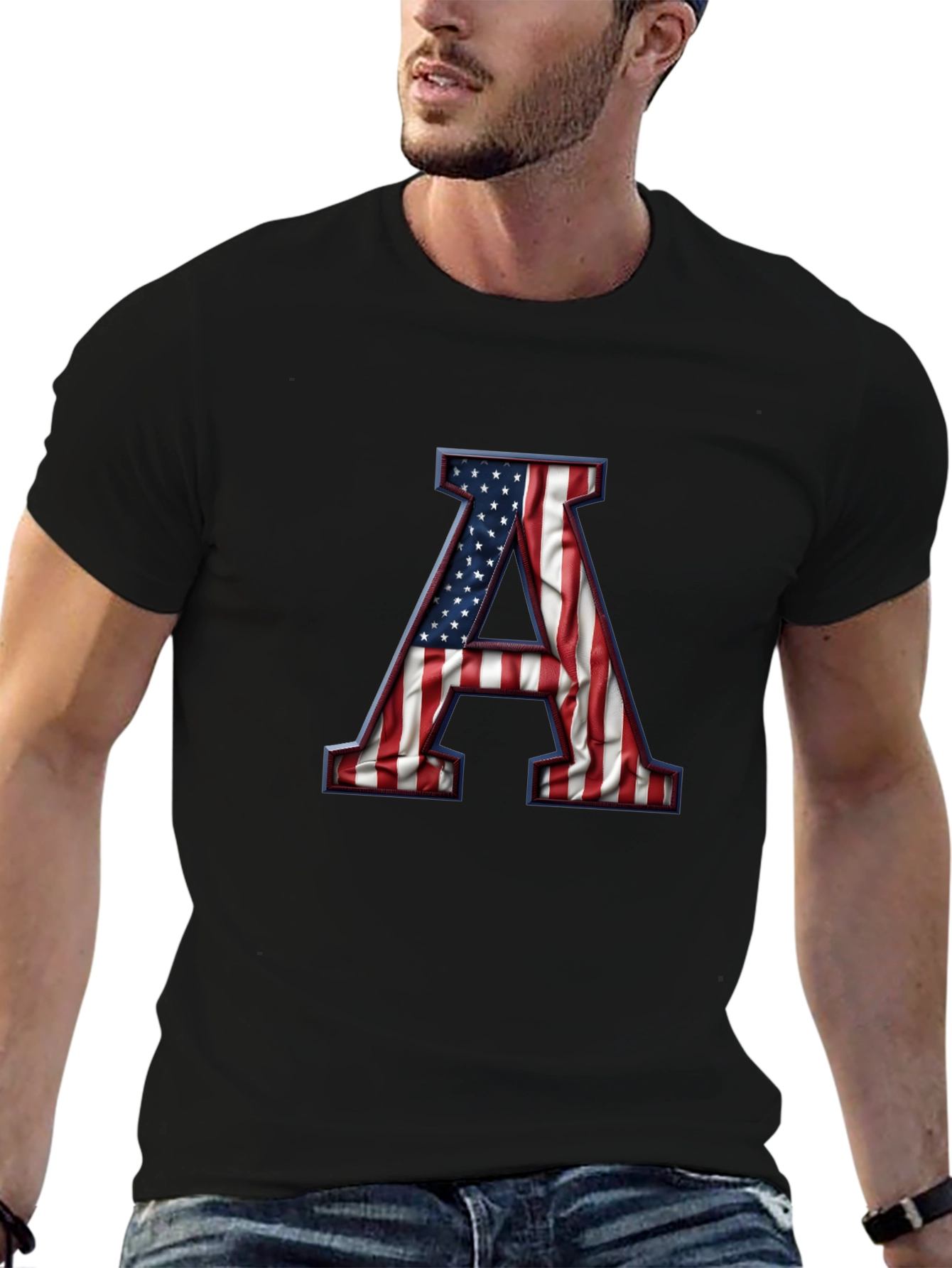American Flag Letter A Graphic Tee