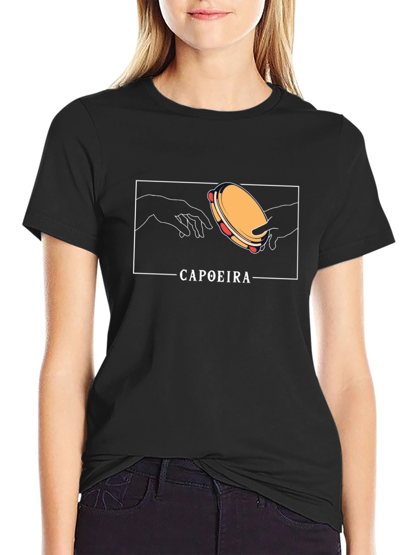 Capoeira Tambourine T-Shirt - Black Graphic Tee