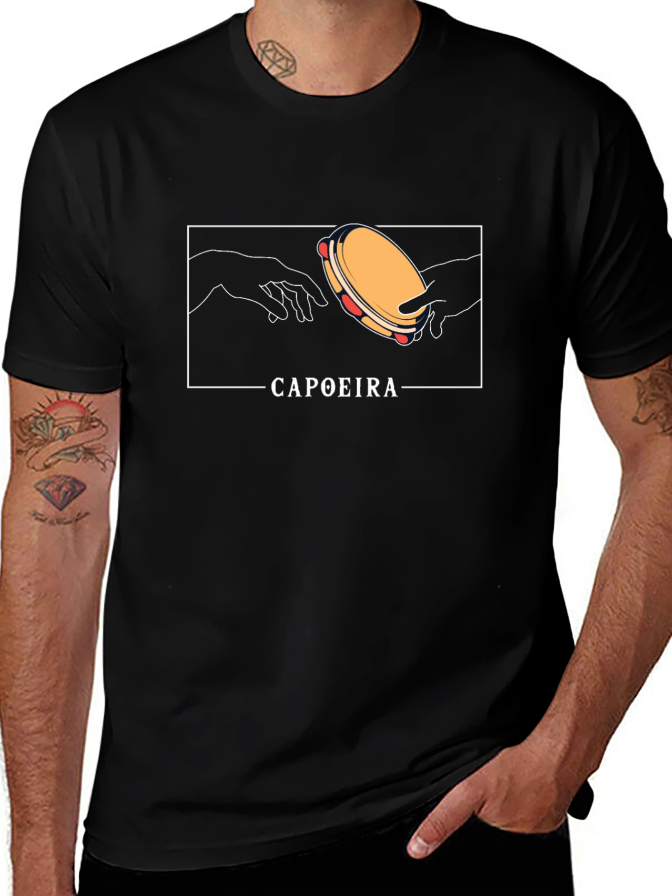 Capoeira Tambourine T-Shirt - Black Graphic Tee