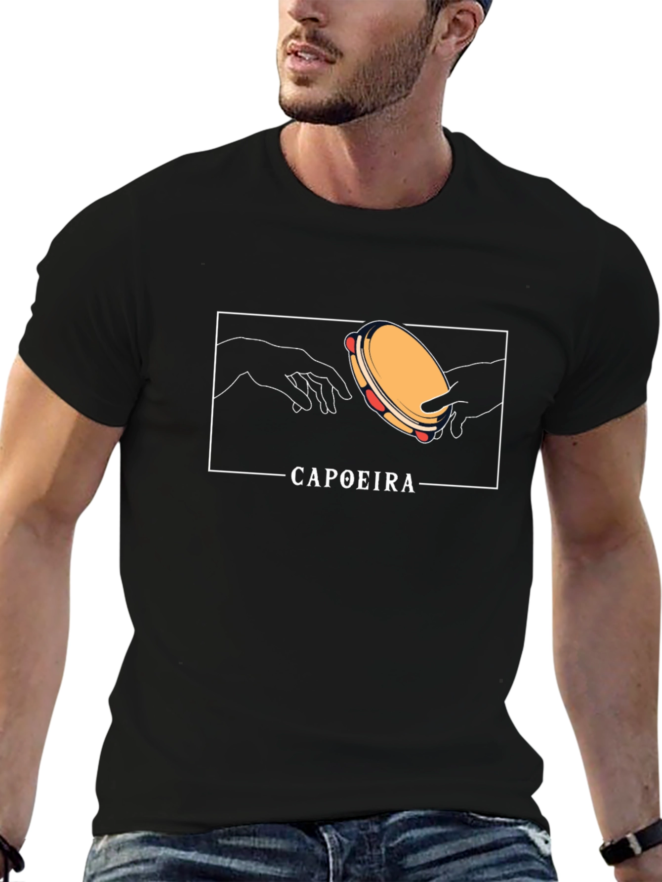 Capoeira Tambourine T-Shirt - Black Graphic Tee
