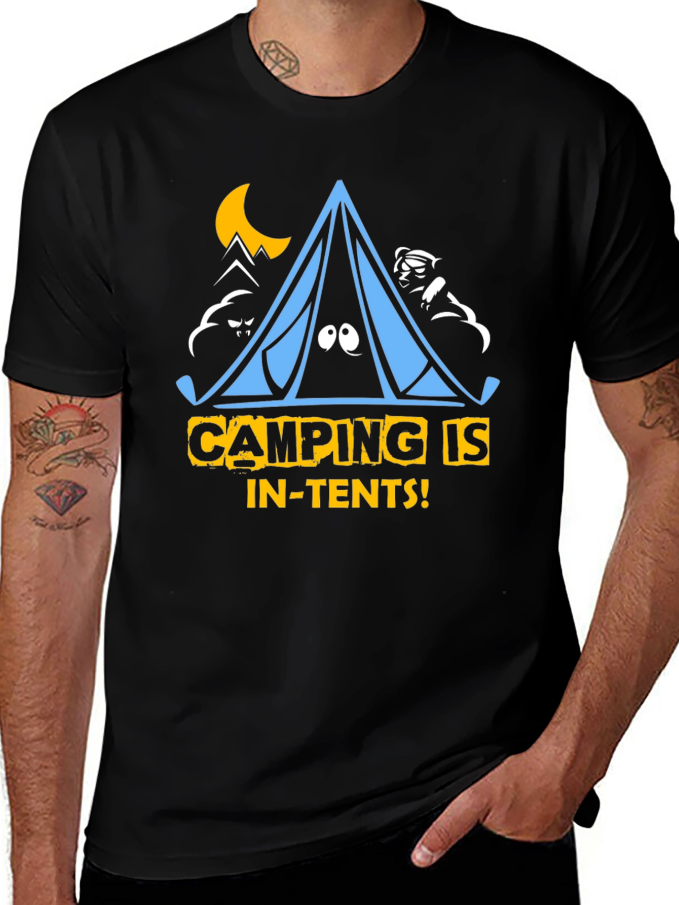 Camping Is In-Tents Black Graphic Tee