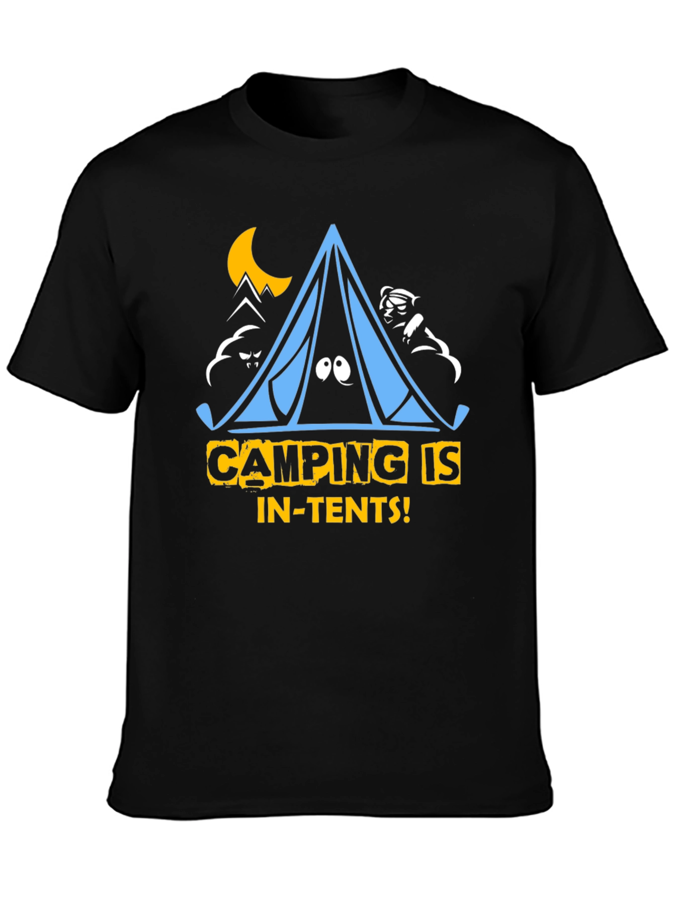 Camping Is In-Tents Black Graphic Tee