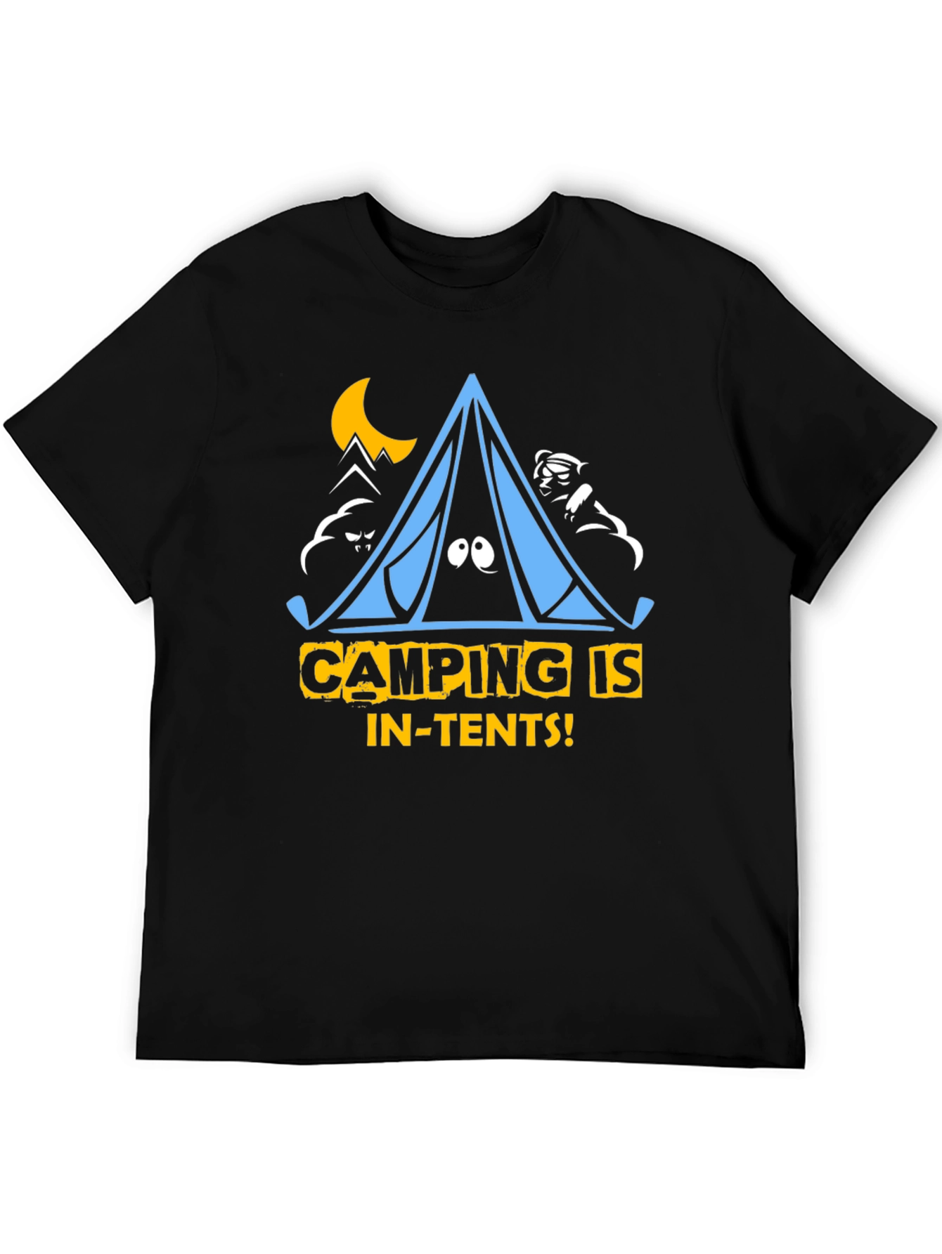 Camping Is In-Tents Black Graphic Tee