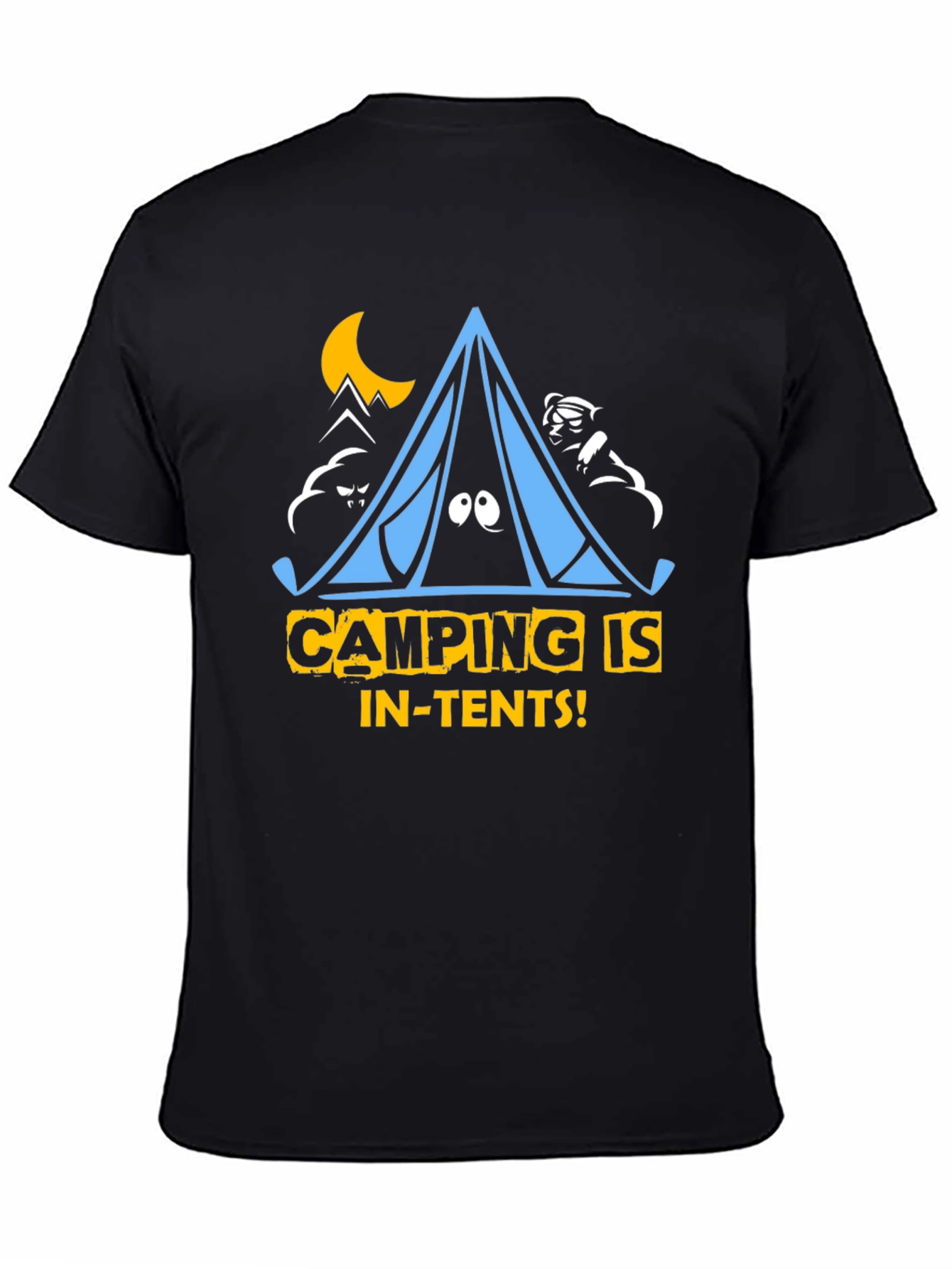 Camping Is In-Tents Black Graphic Tee
