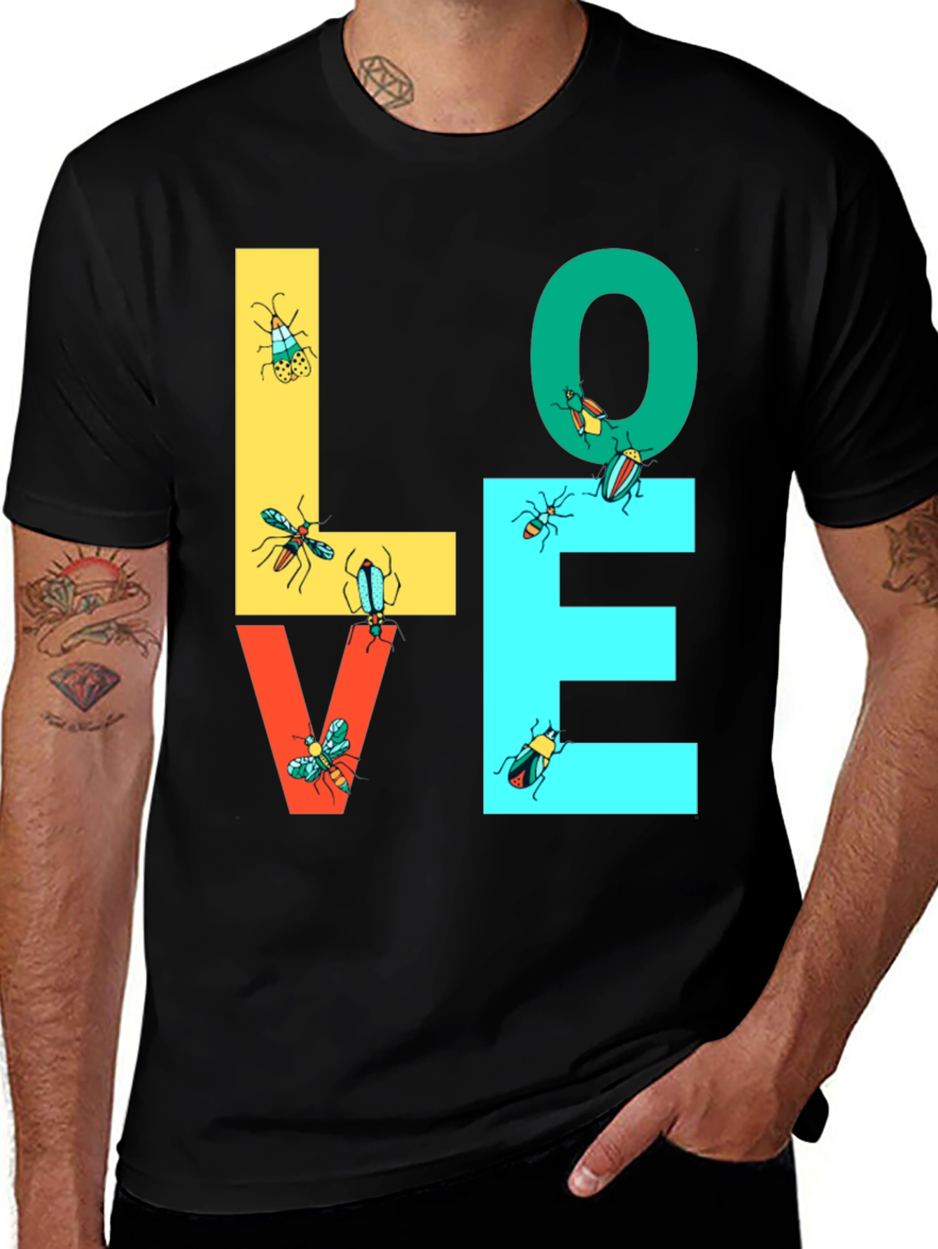 LOVE Bugs Graphic Tee - Black Unisex T-Shirt