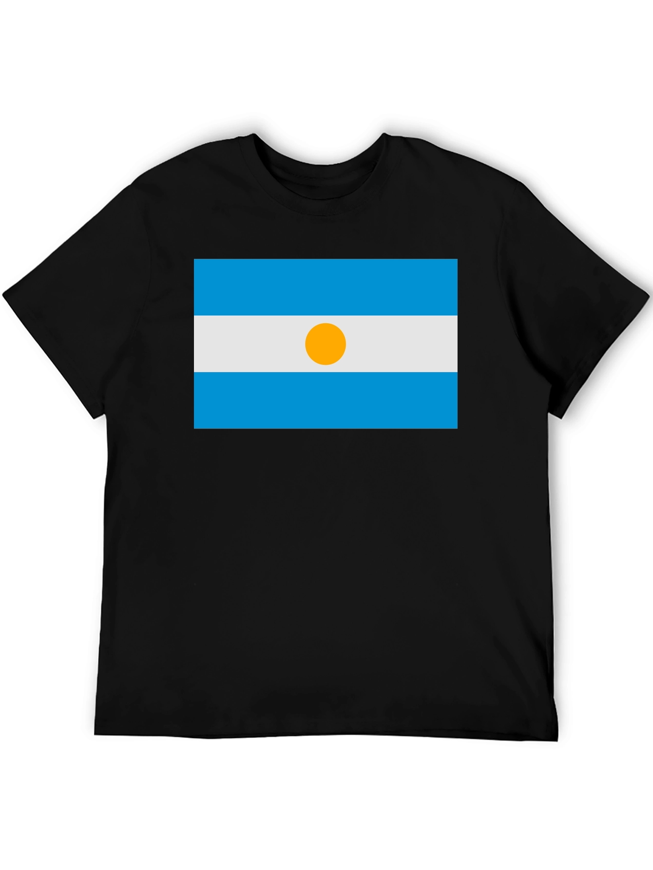 Argentina Flag Graphic T-Shirt - Black Casual Style