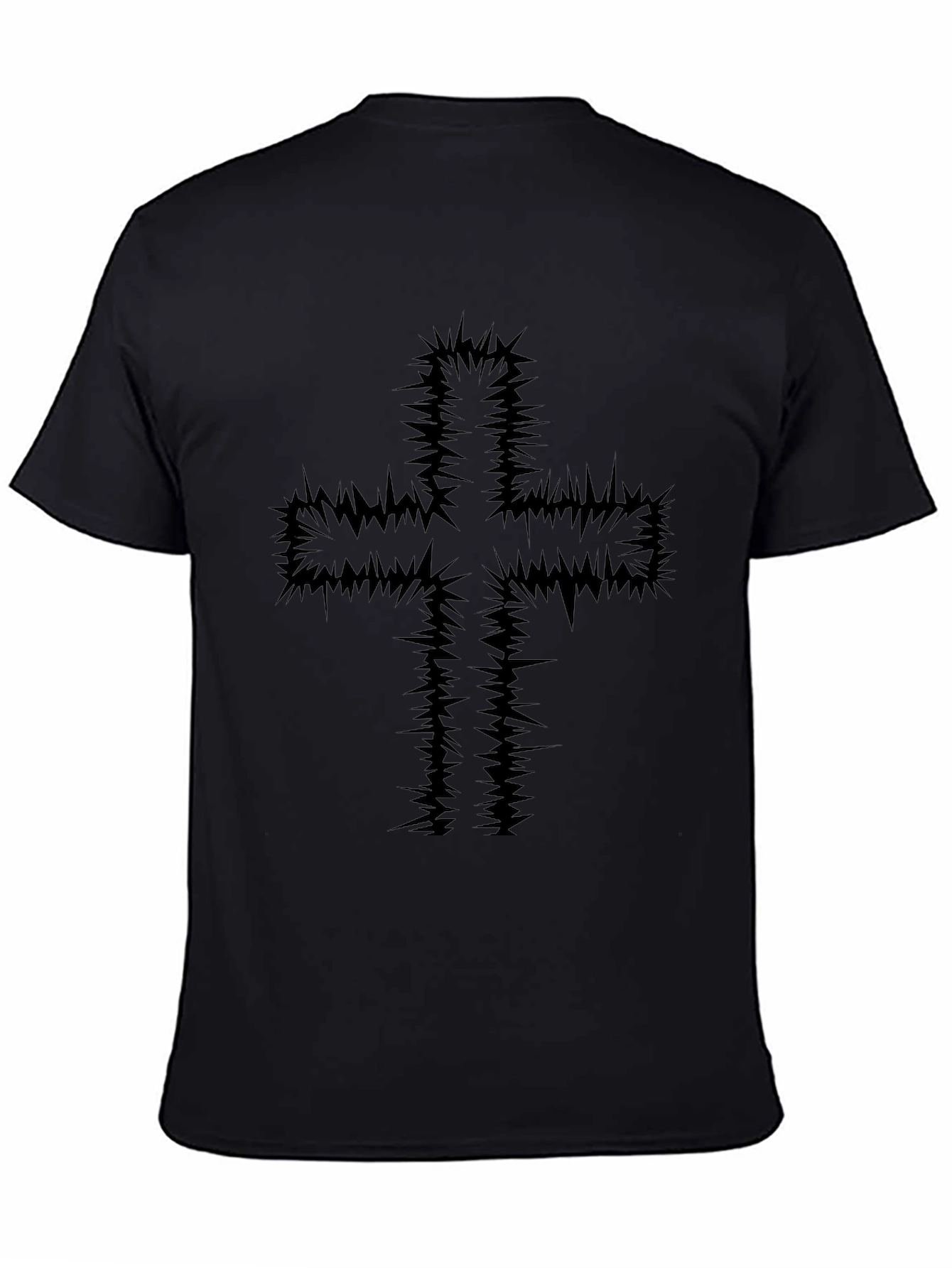 Edgy Cross Graphic Black T-Shirt
