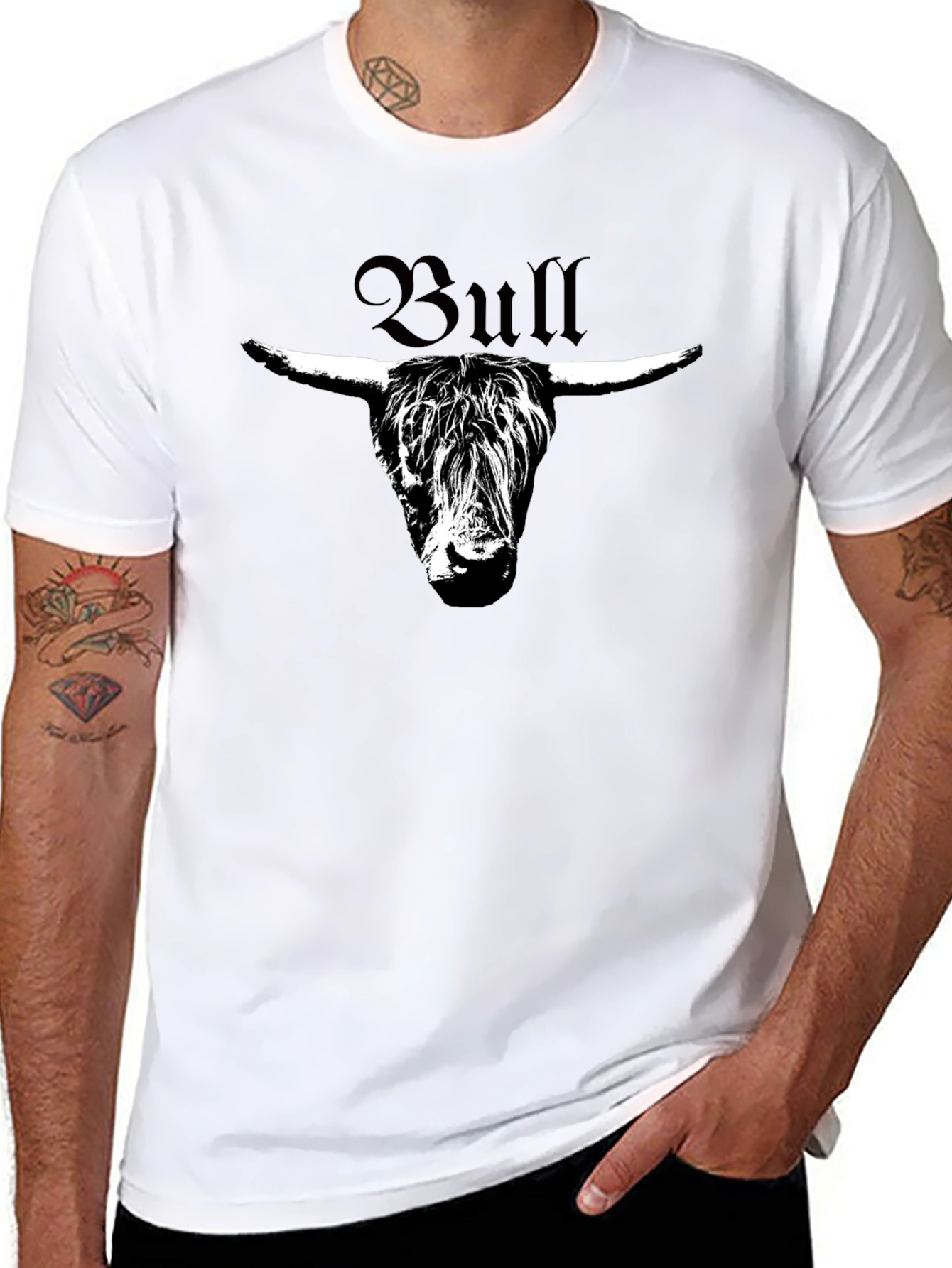 Bull Head Graphic Print Black T-Shirt