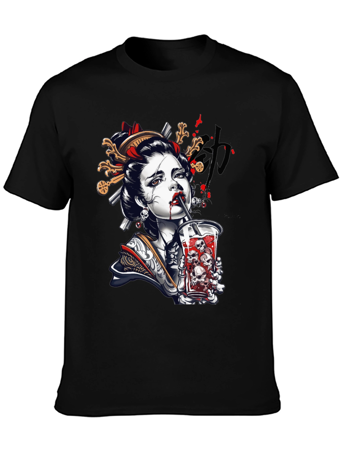 Geisha Skull Drink Graphic Tee