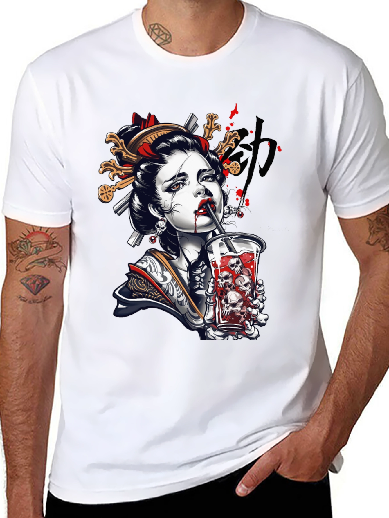 Geisha Skull Drink Graphic Tee