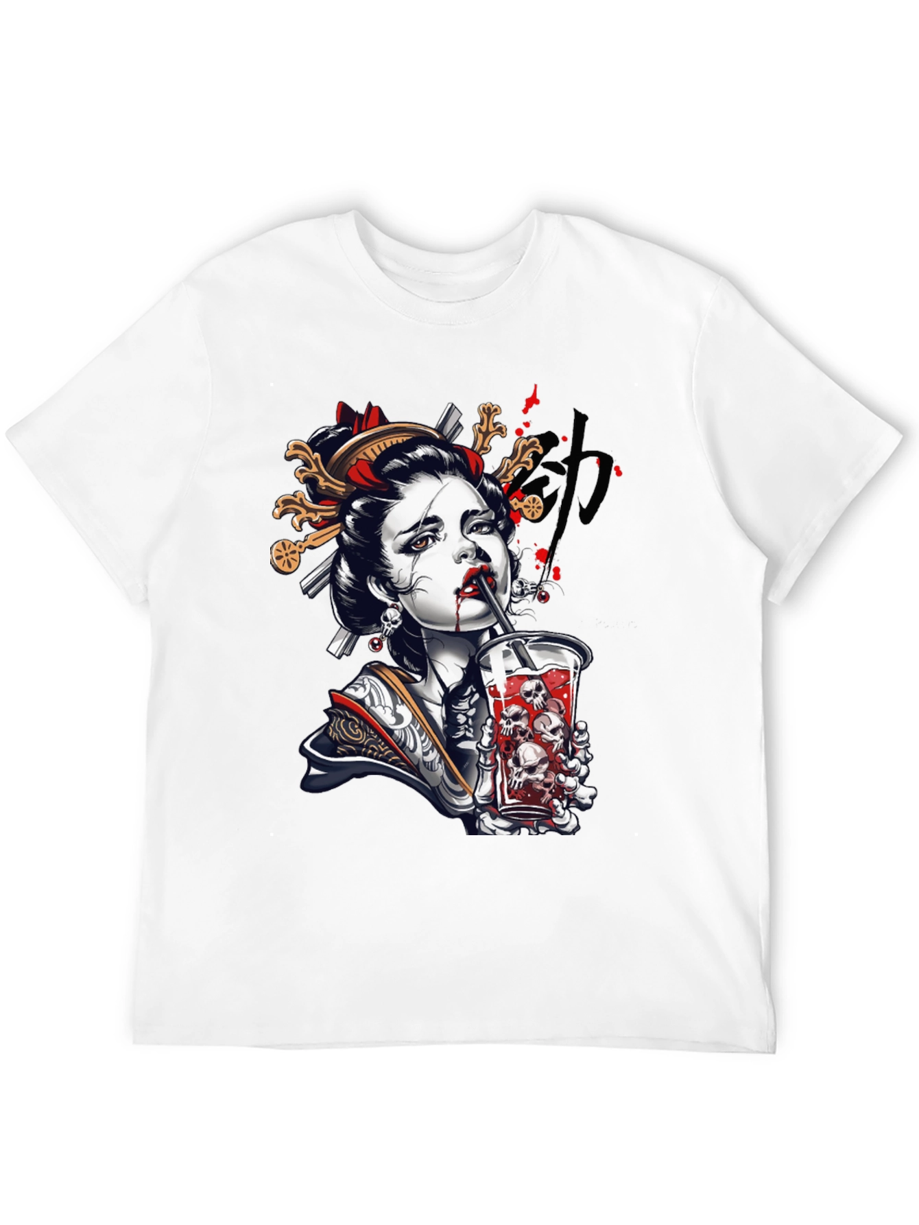 Geisha Skull Drink Graphic Tee