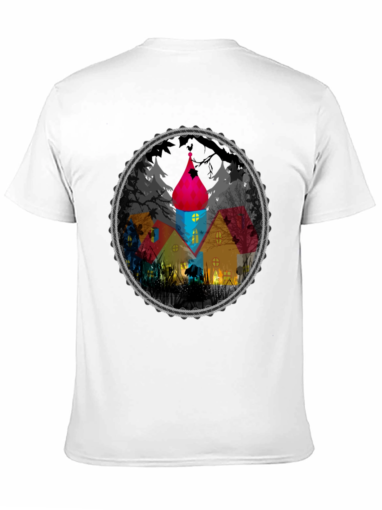Whimsical House Circle Graphic Tee