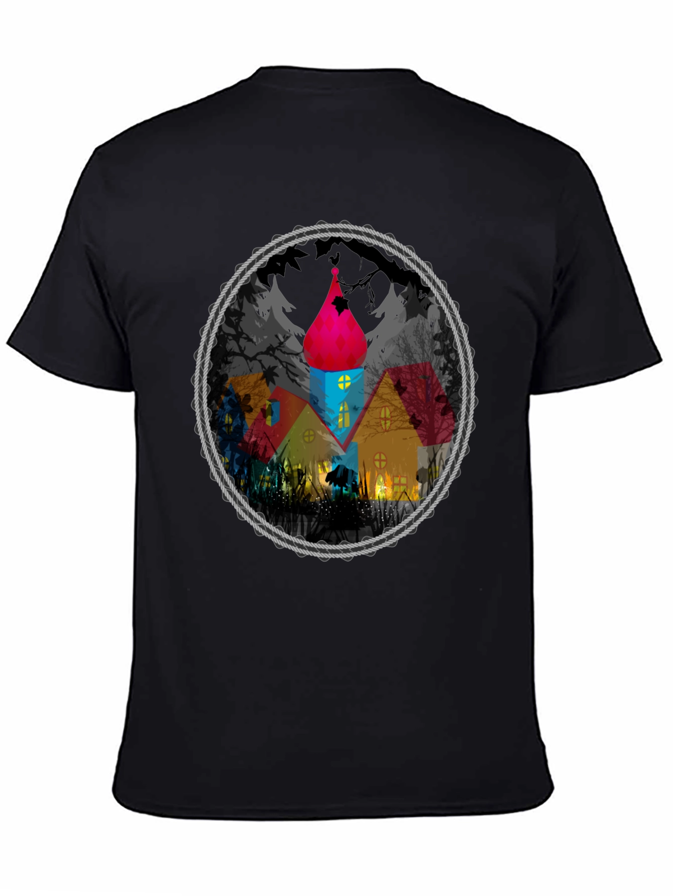 Whimsical House Circle Graphic Tee