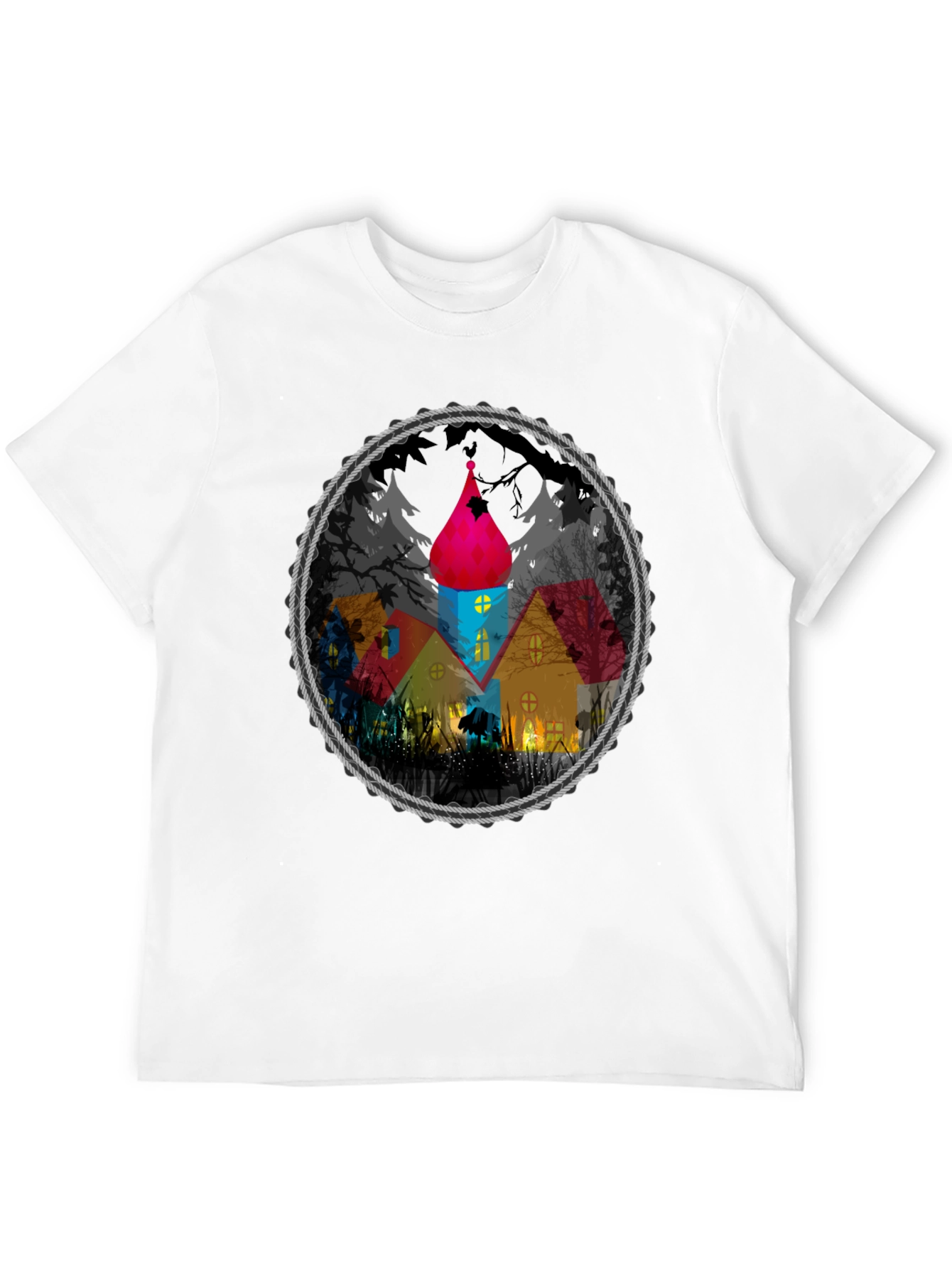 Whimsical House Circle Graphic Tee