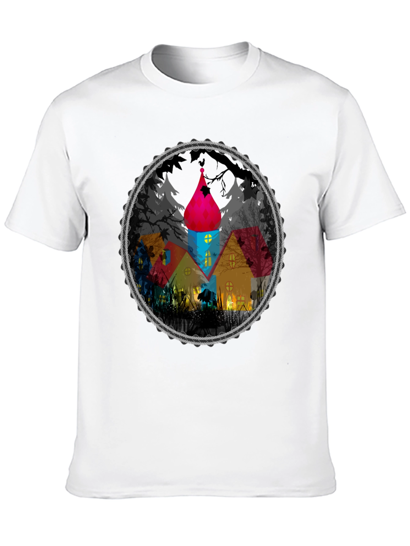 Whimsical House Circle Graphic Tee