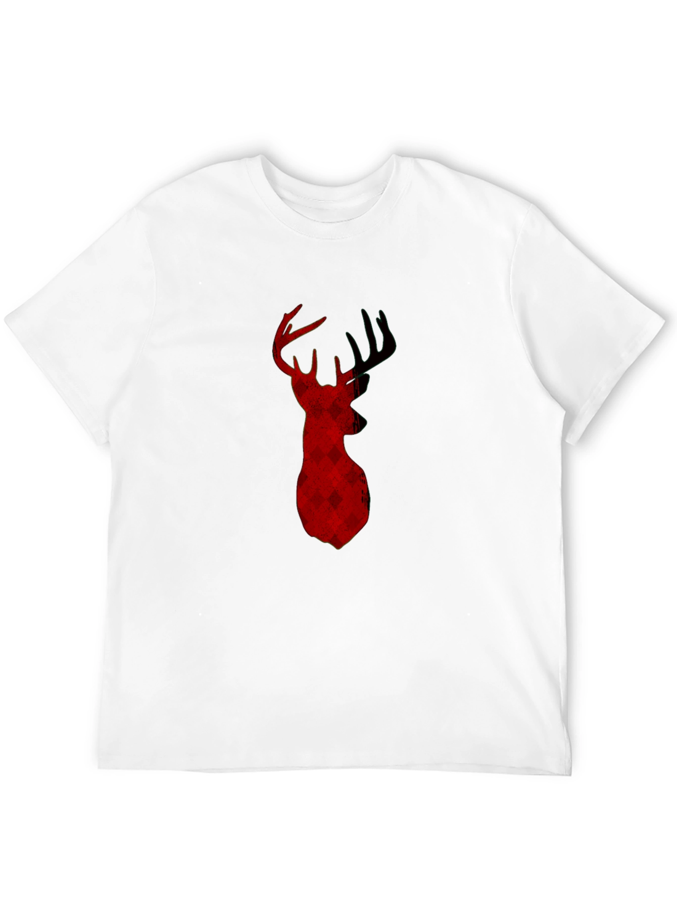Buffalo Plaid Deer Head Black T-Shirt