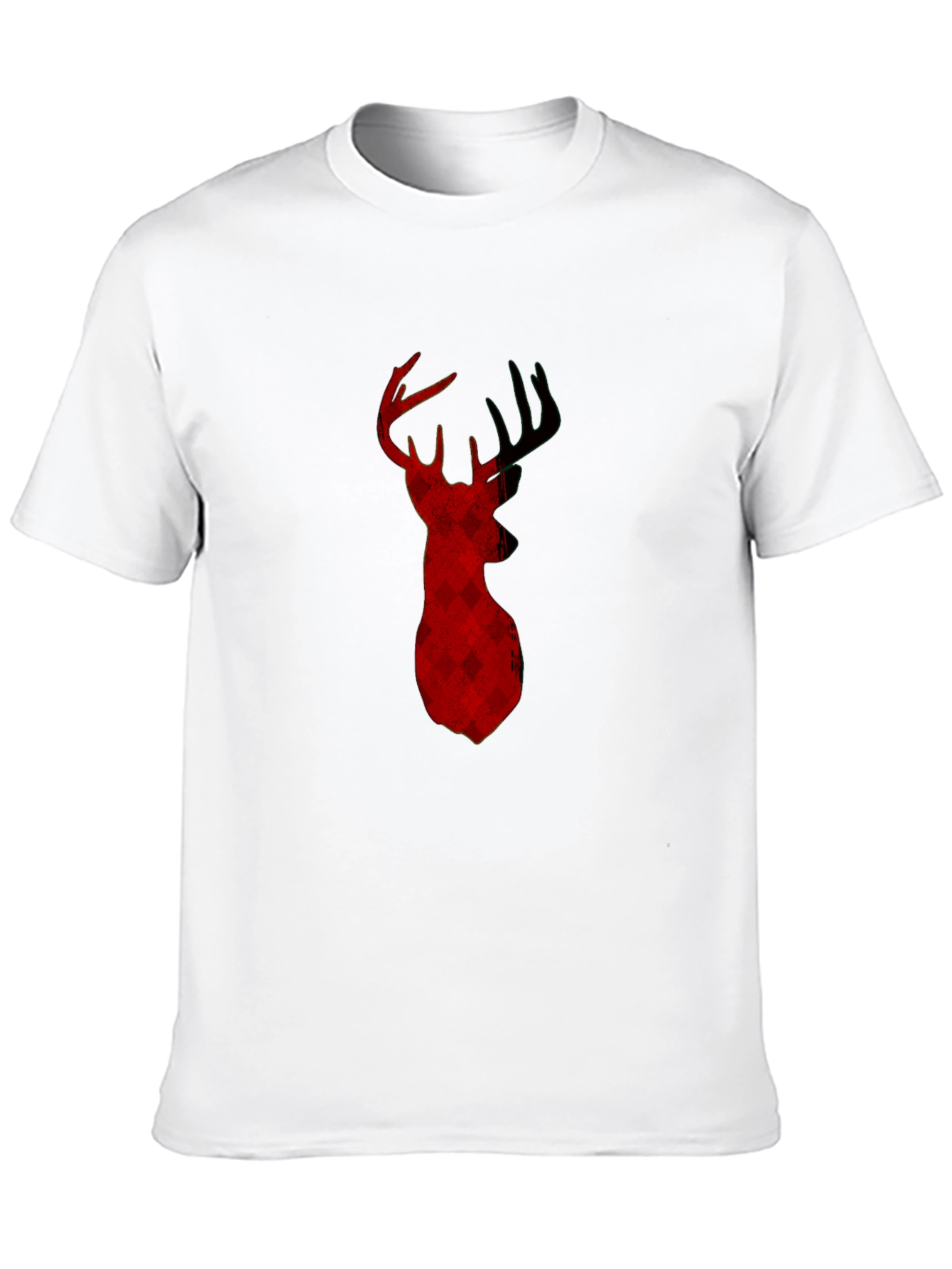 Buffalo Plaid Deer Head Black T-Shirt