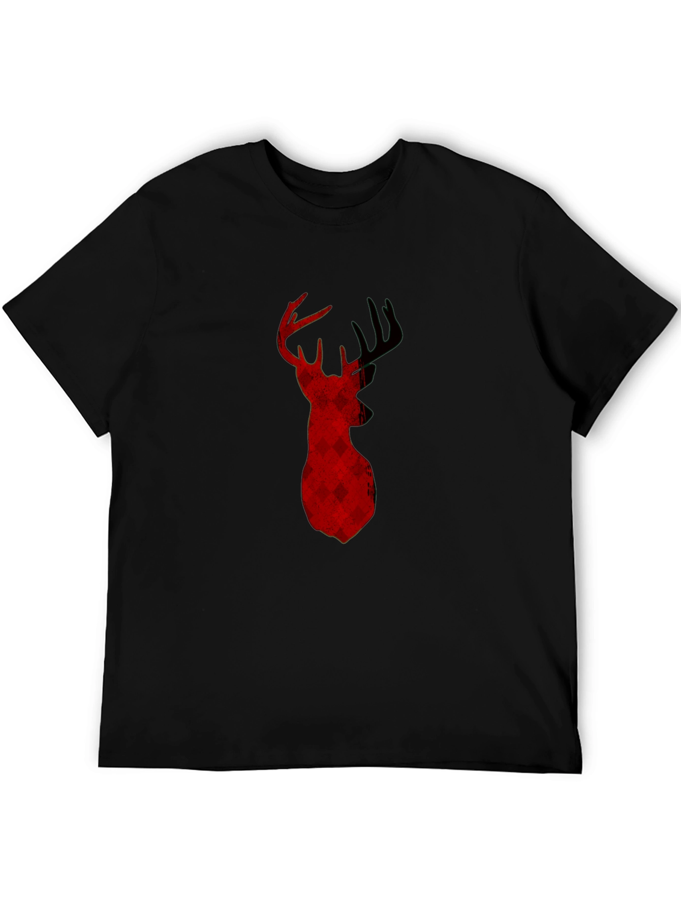 Buffalo Plaid Deer Head Black T-Shirt
