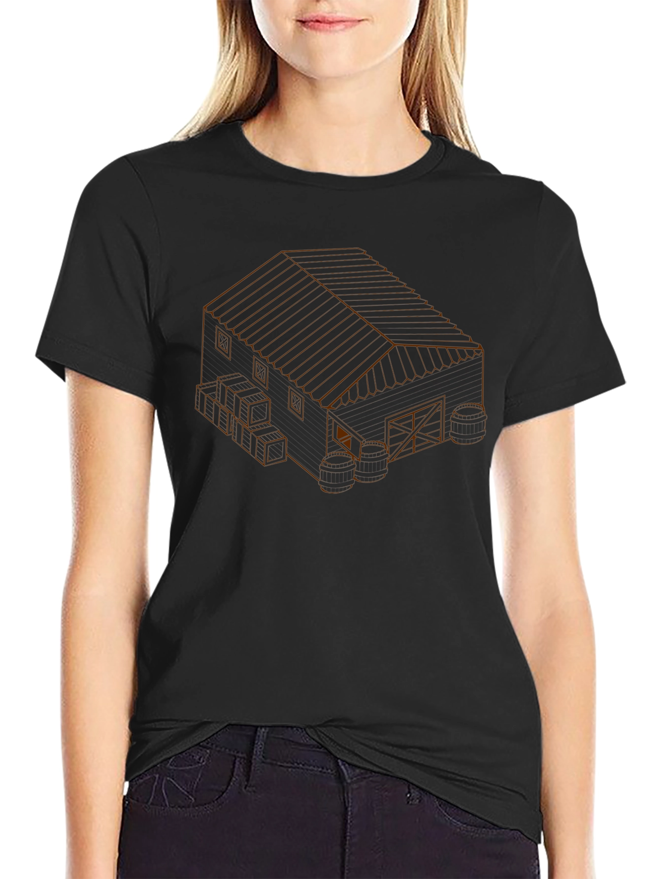 Isometric Barn Graphic Tee - Unique Design