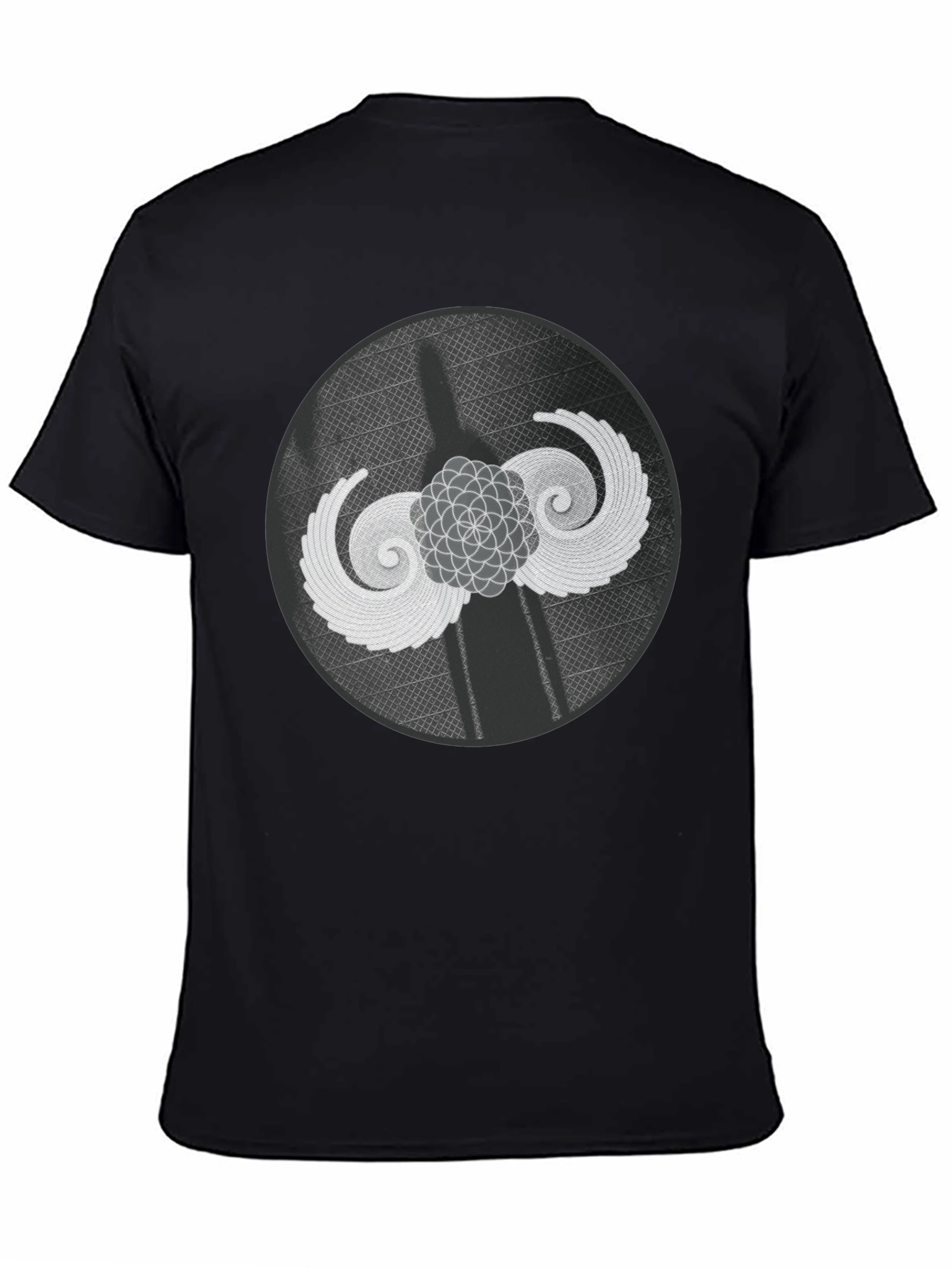 Geometric Wings Graphic Tee - Black Cotton Blend