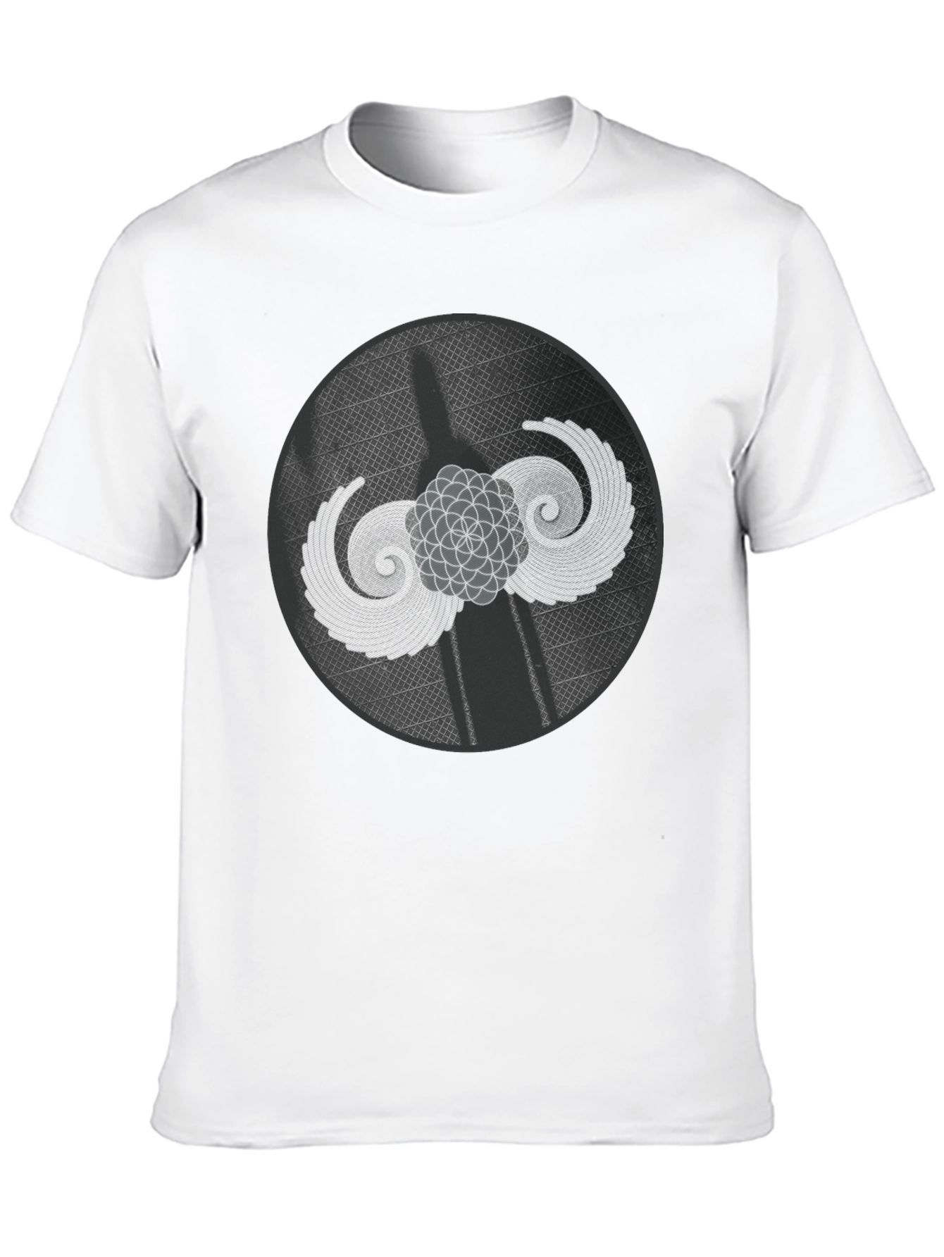 Geometric Wings Graphic Tee - Black Cotton Blend