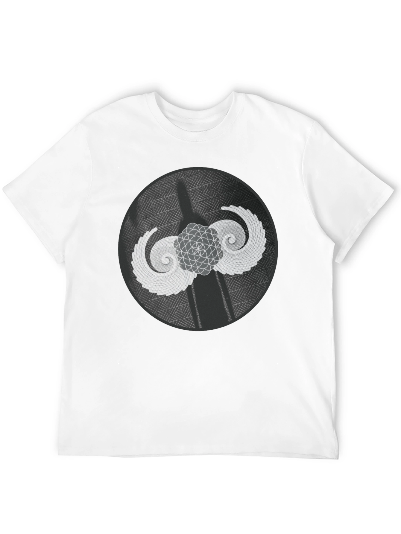 Geometric Wings Graphic Tee - Black Cotton Blend