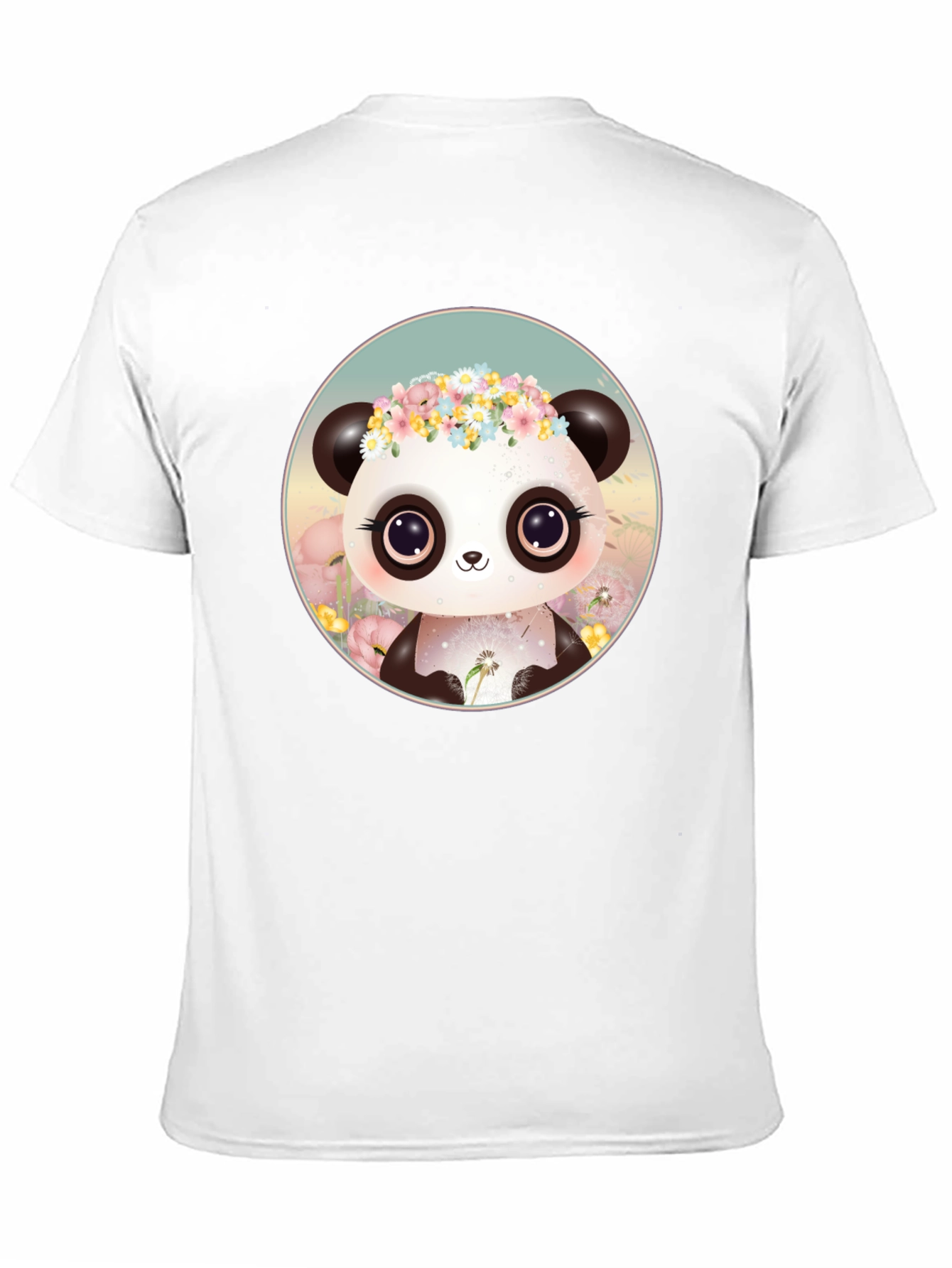 Cute Panda Flower Crown Graphic Tee
