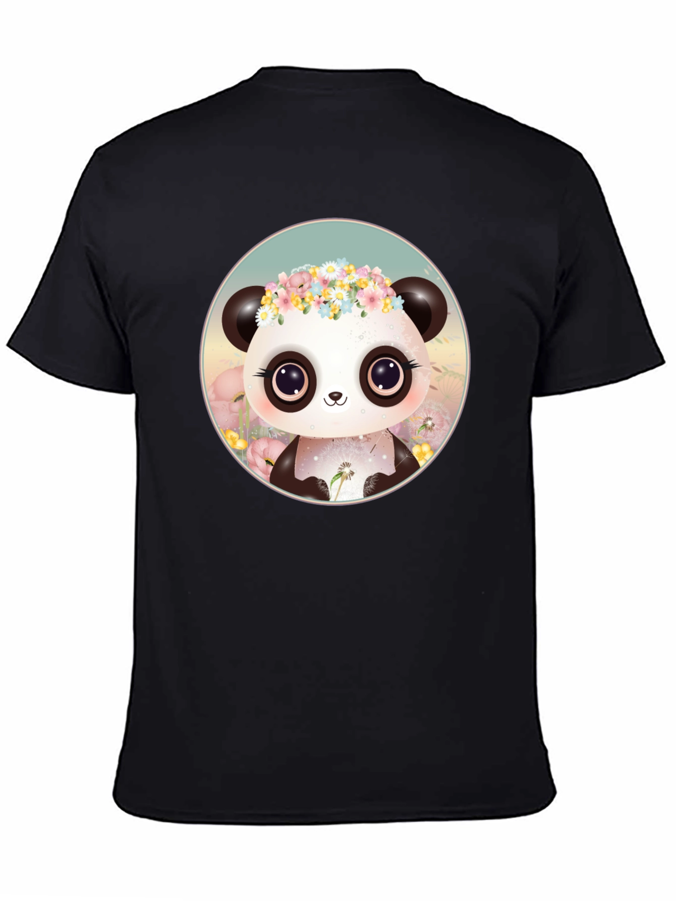 Cute Panda Flower Crown Graphic Tee