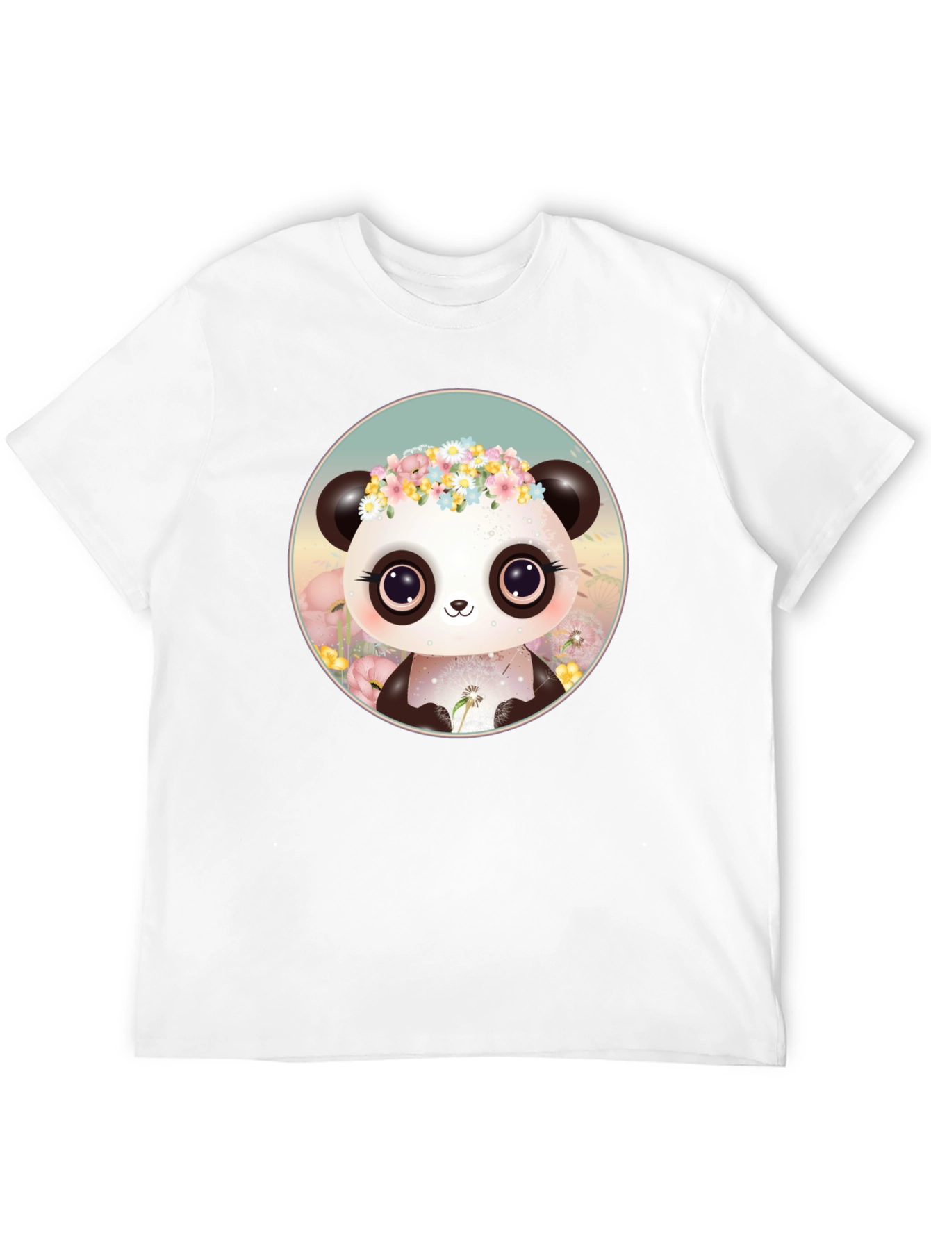 Cute Panda Flower Crown Graphic Tee