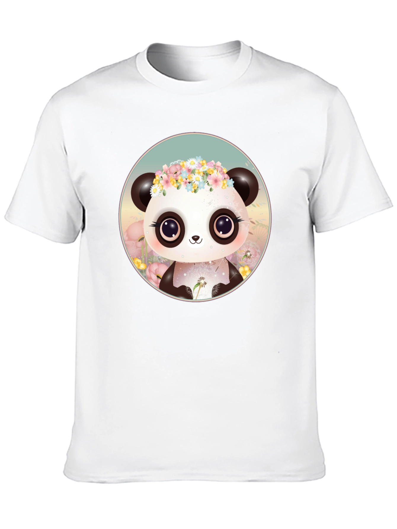 Cute Panda Flower Crown Graphic Tee