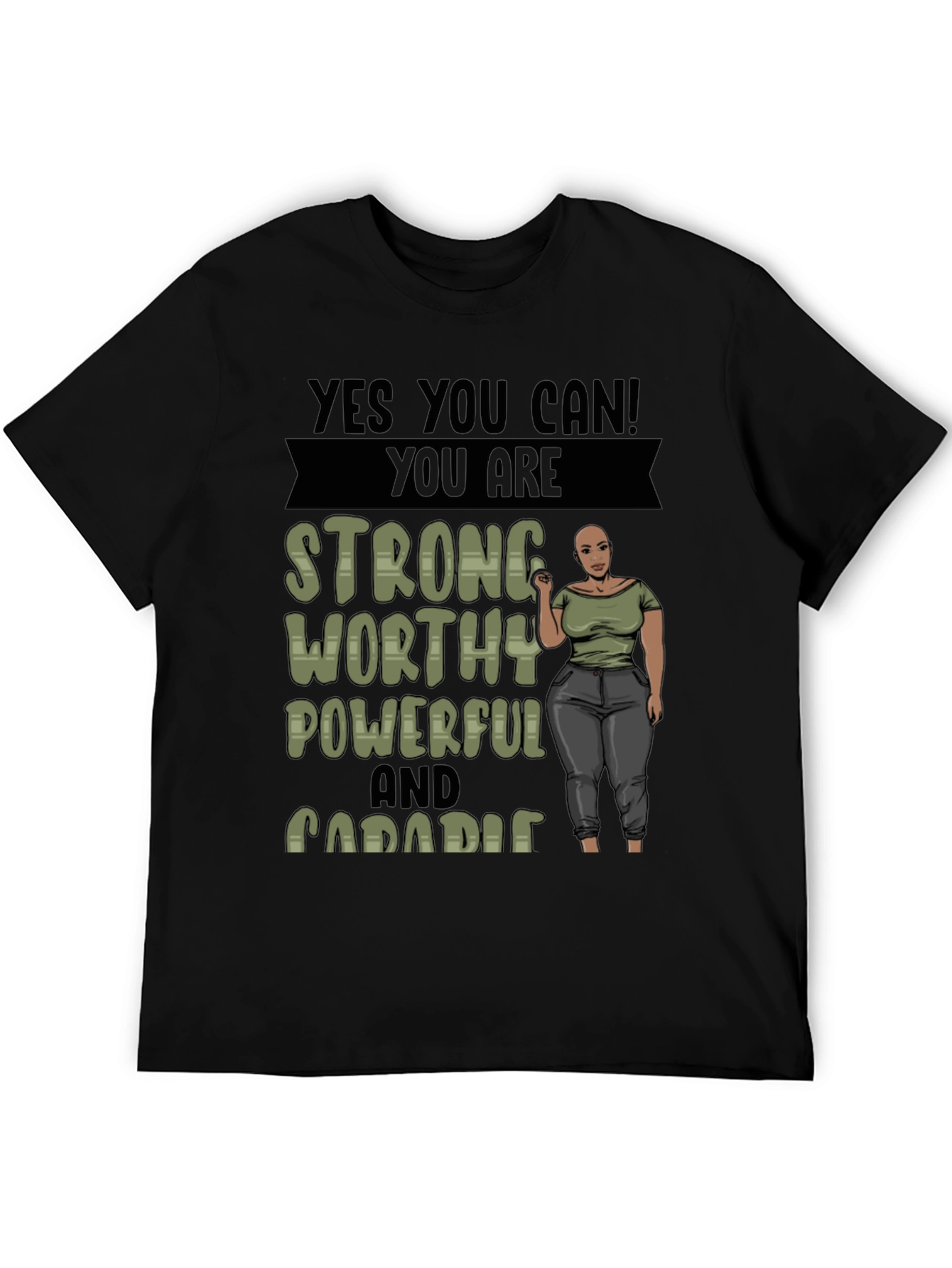 Empowering Graphic Tee: Strong Worthy Powerful