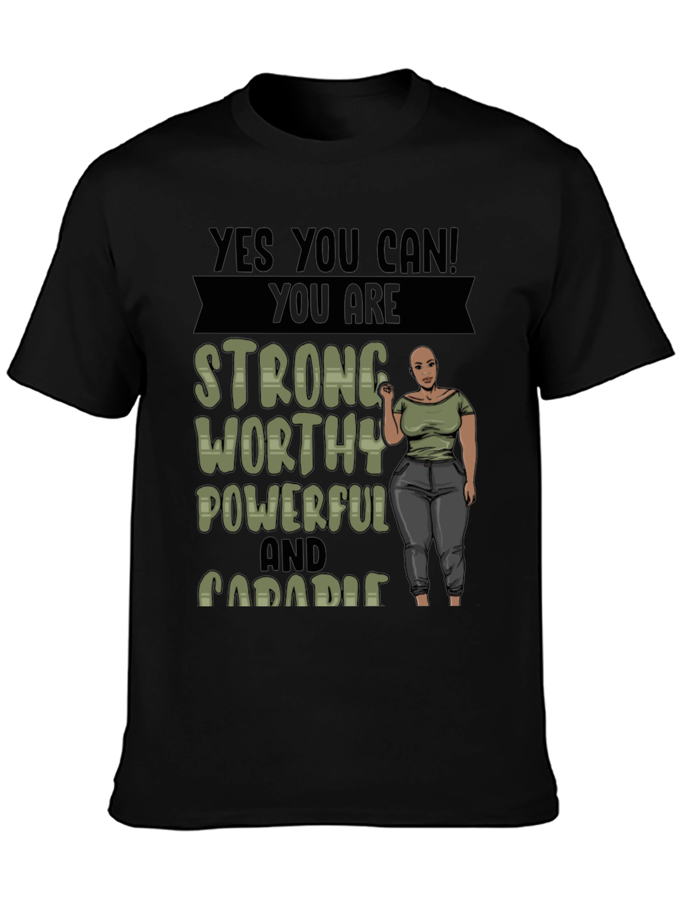 Empowering Graphic Tee: Strong Worthy Powerful